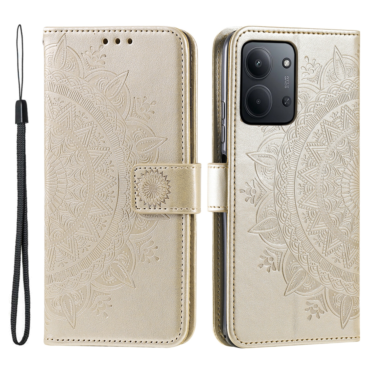 Læderetui Mandala Xiaomi Redmi 15C Guld
