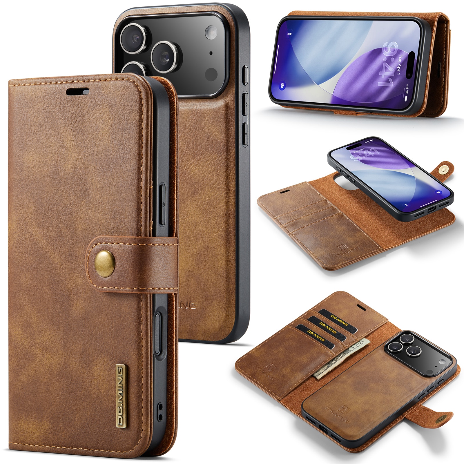 Magnet Wallet iPhone 17 Pro Cognac