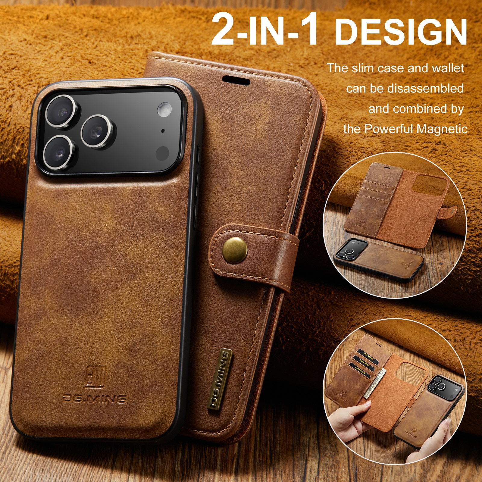 Magnet Wallet iPhone 17 Pro Max Cognac