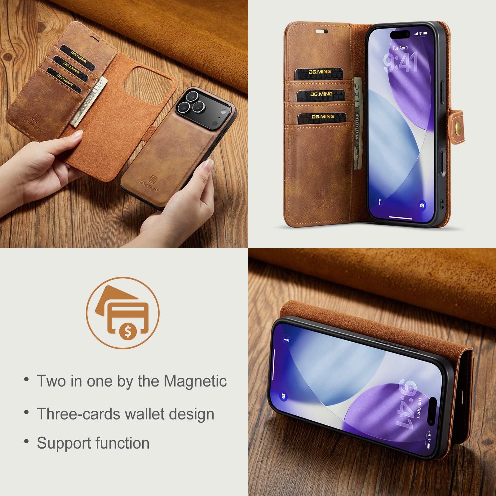 Magnet Wallet iPhone 17 Pro Max Cognac
