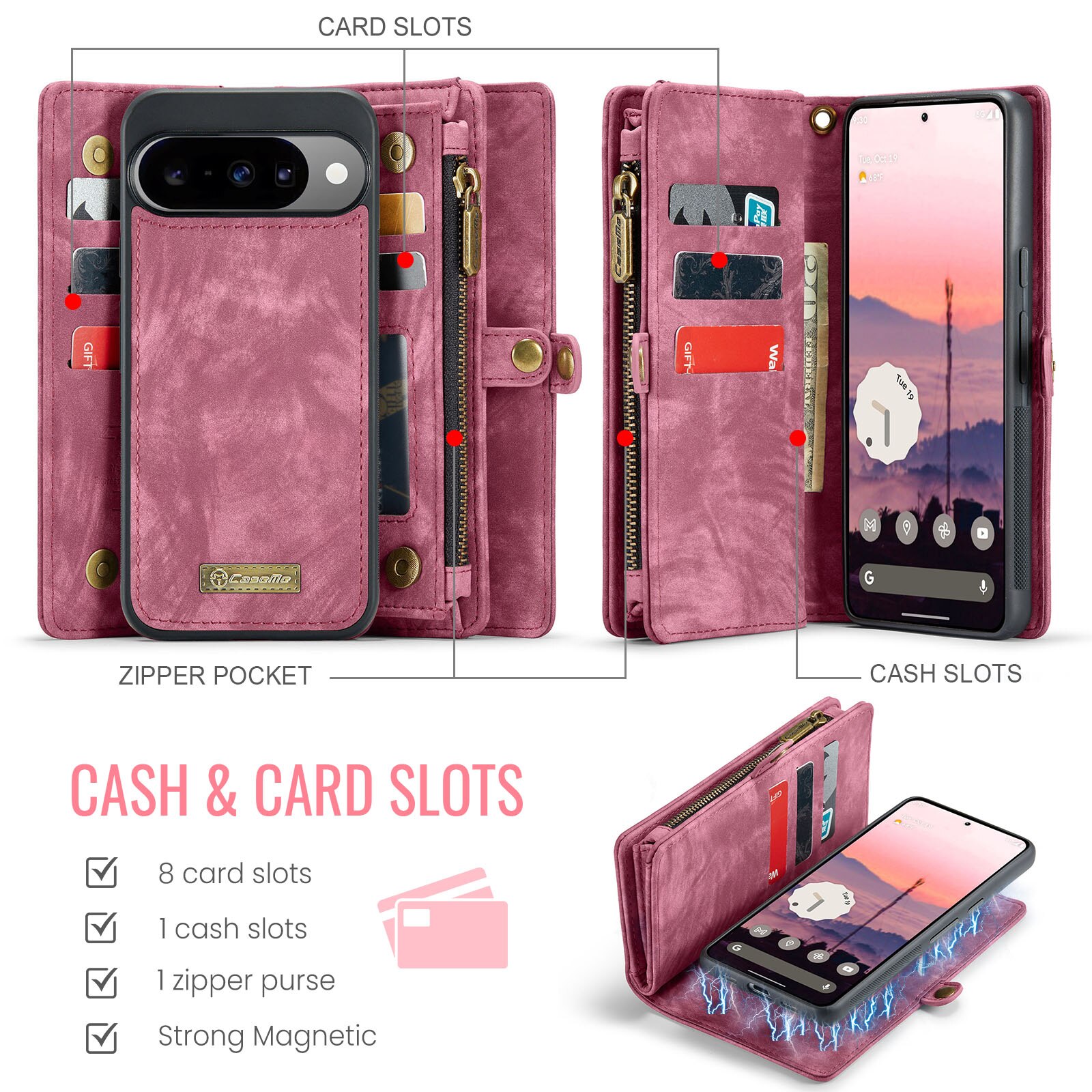 Multi-slot Mobiltaske Google Pixel 10 Pro Rød