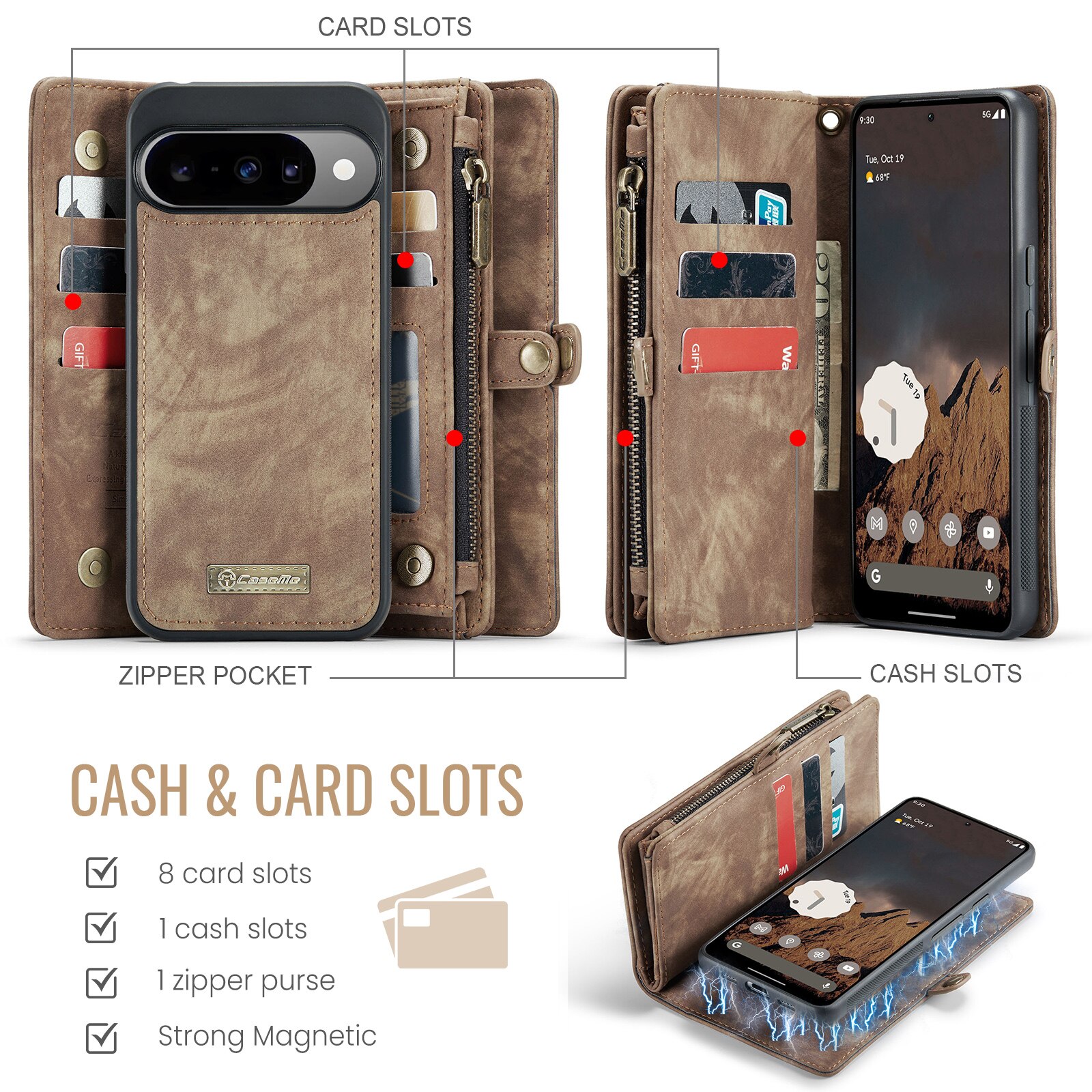 Multi-slot Mobiltaske Google Pixel 10 Brun