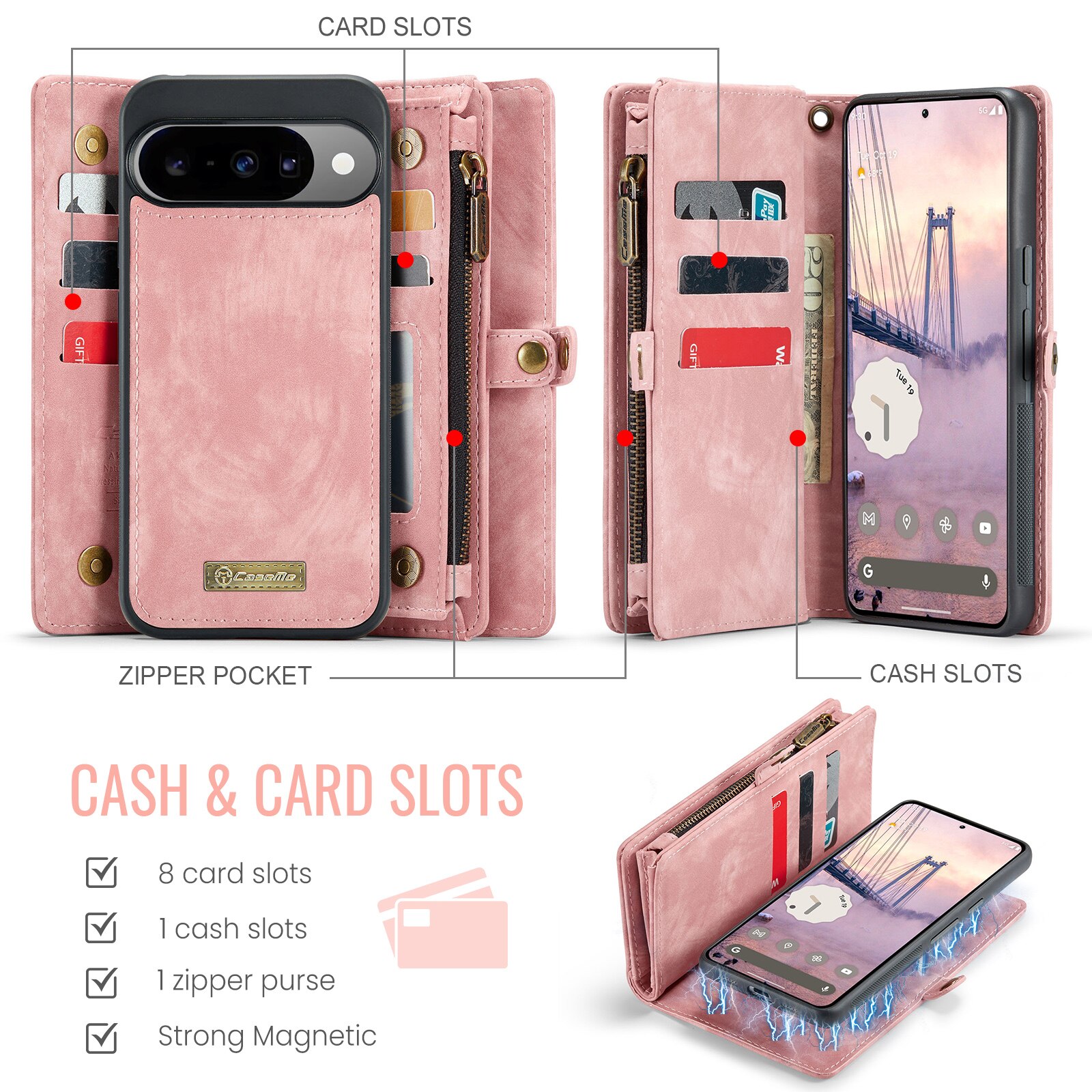 Multi-slot Mobiltaske Google Pixel 10 Pro Lyserød