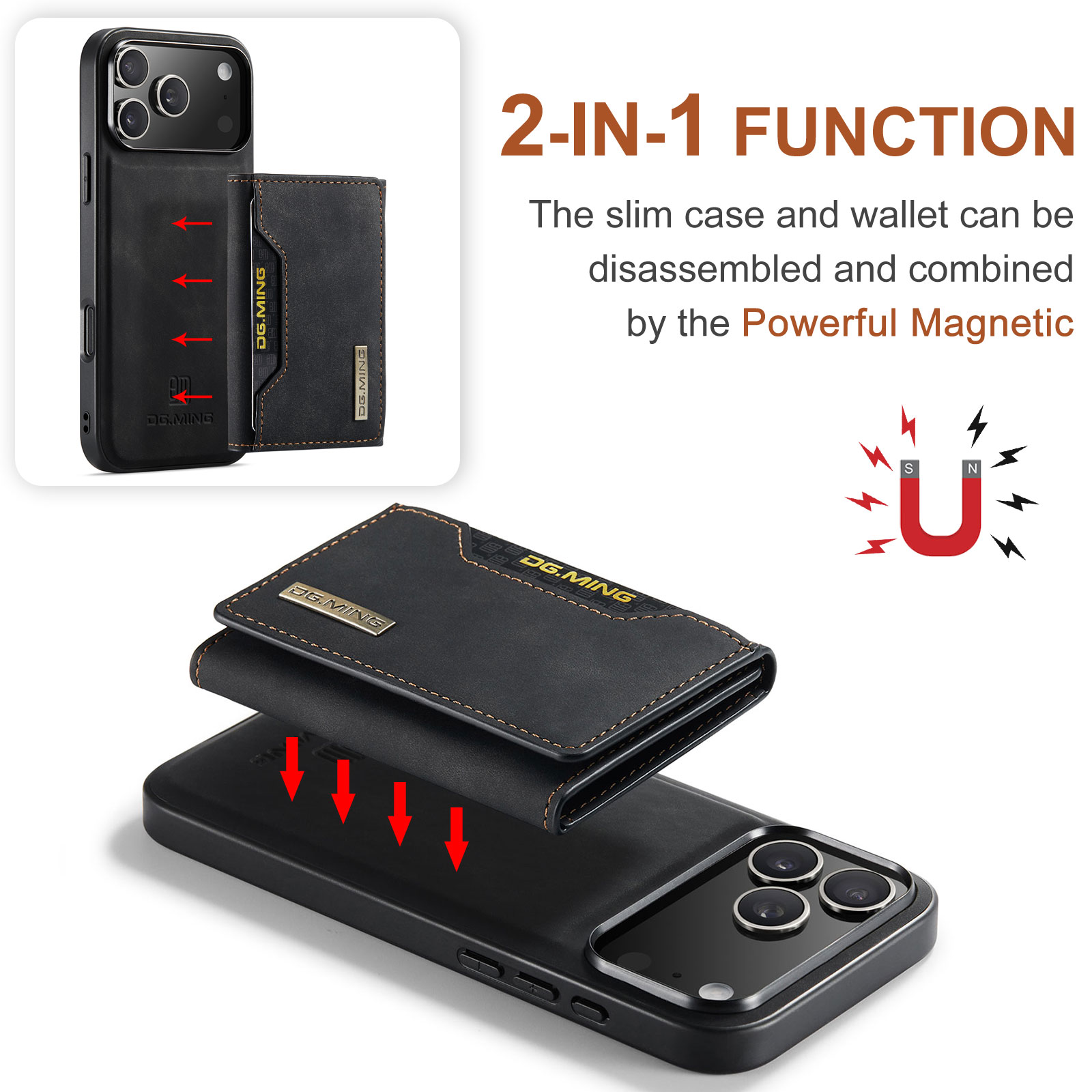 Magnetic Card Slot Case iPhone 17 Pro Sort