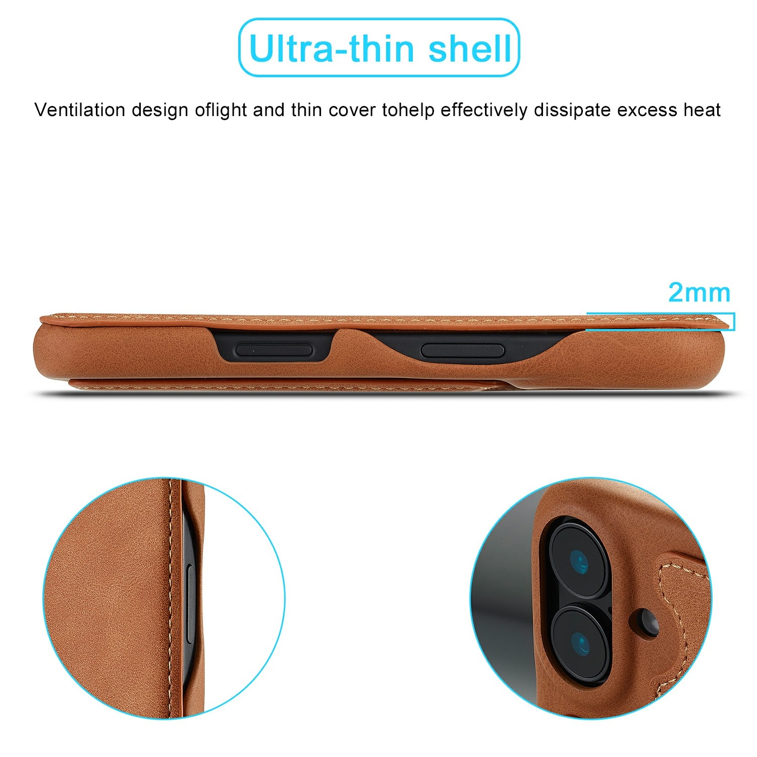 Slim Tegnebogsetui iPhone 17 Cognac