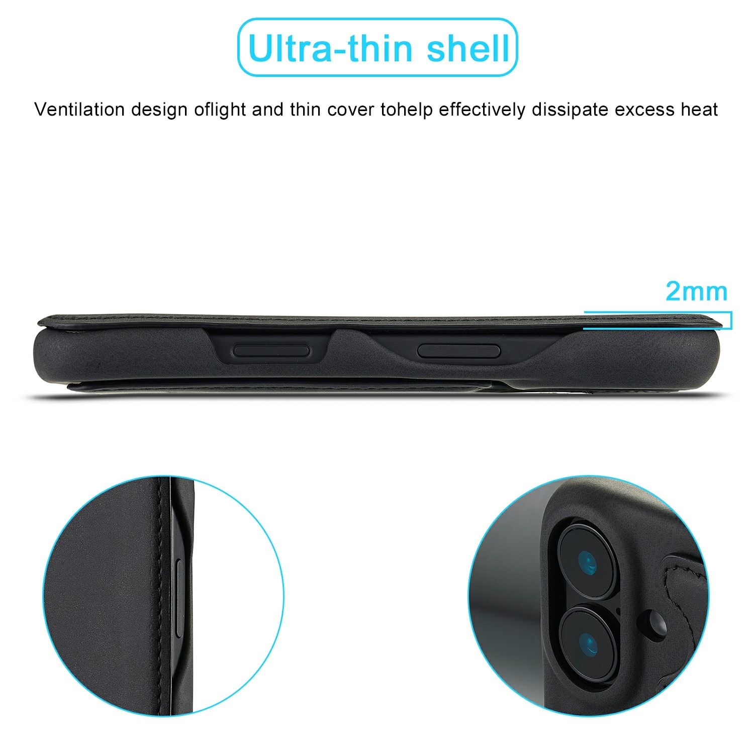 Slim Tegnebogsetui iPhone 17 sort
