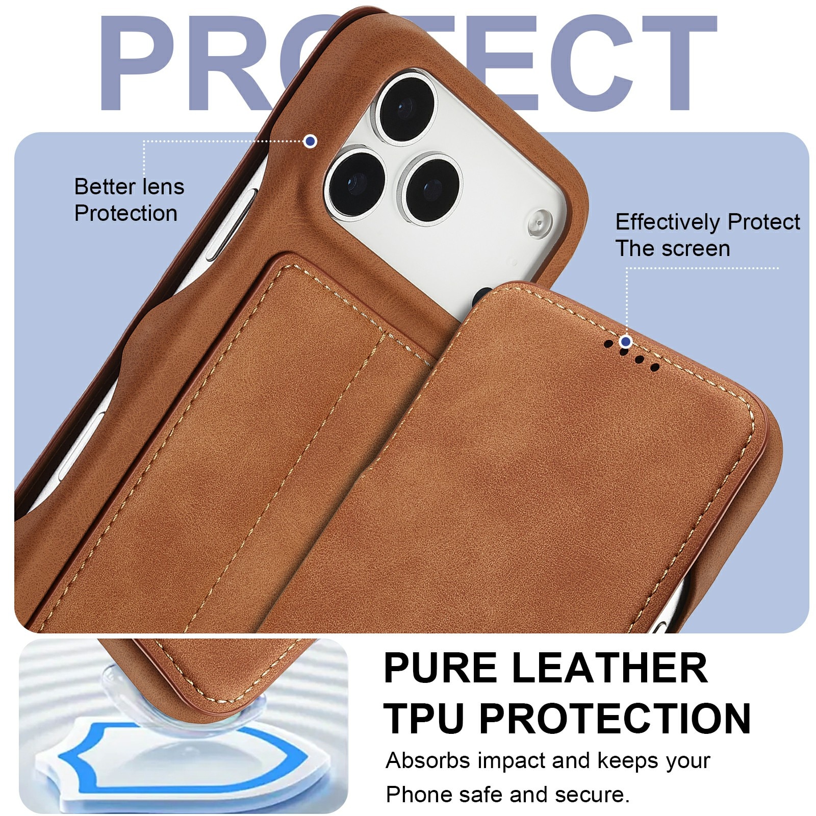 Slim Tegnebogsetui iPhone 17 Pro Cognac