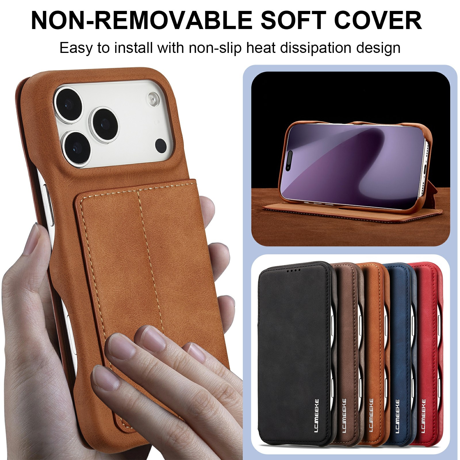 Slim Tegnebogsetui iPhone 17 Pro Cognac