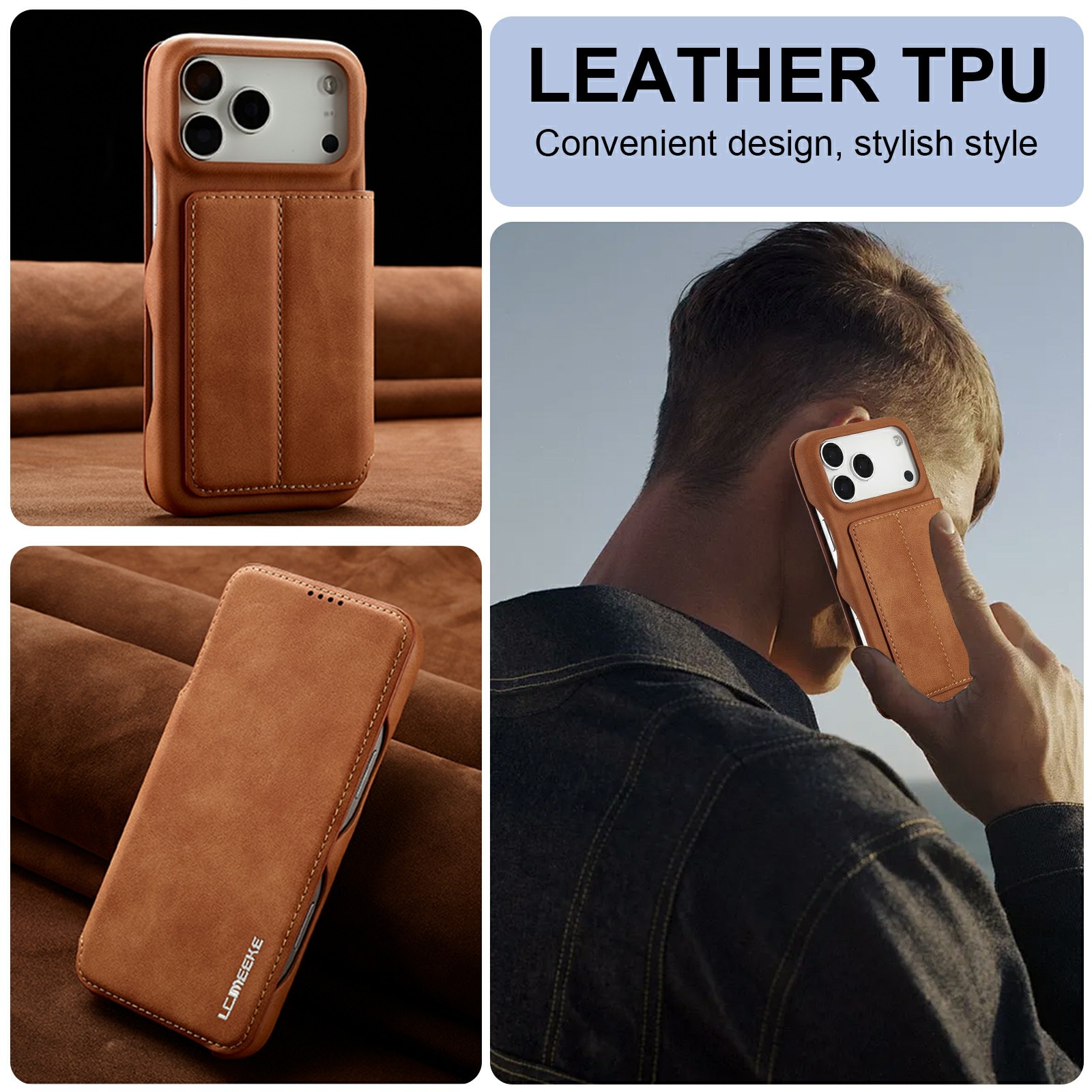 Slim Tegnebogsetui iPhone 17 Pro Cognac