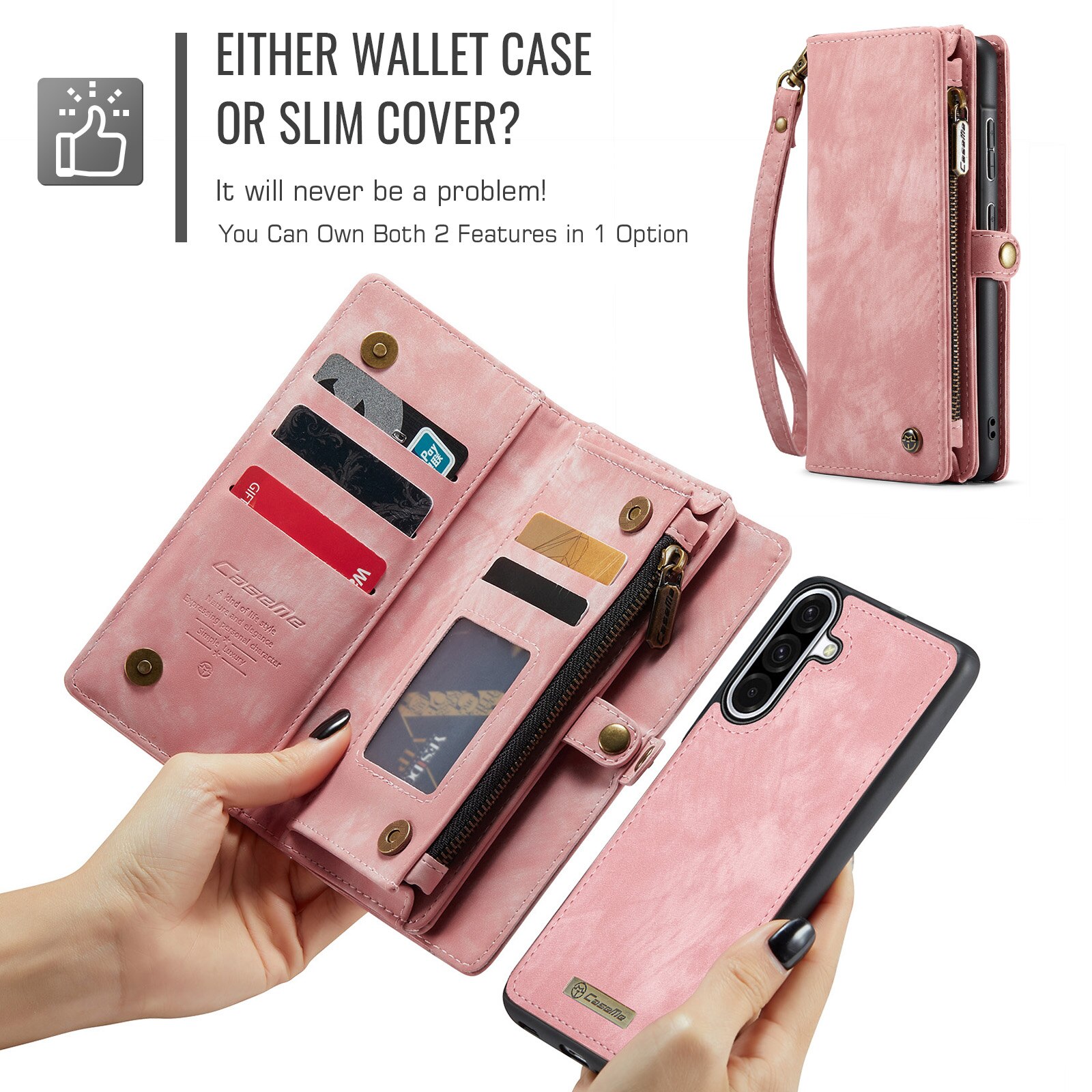 Multi-slot Mobiltaske Samsung Galaxy A17 Lyserød