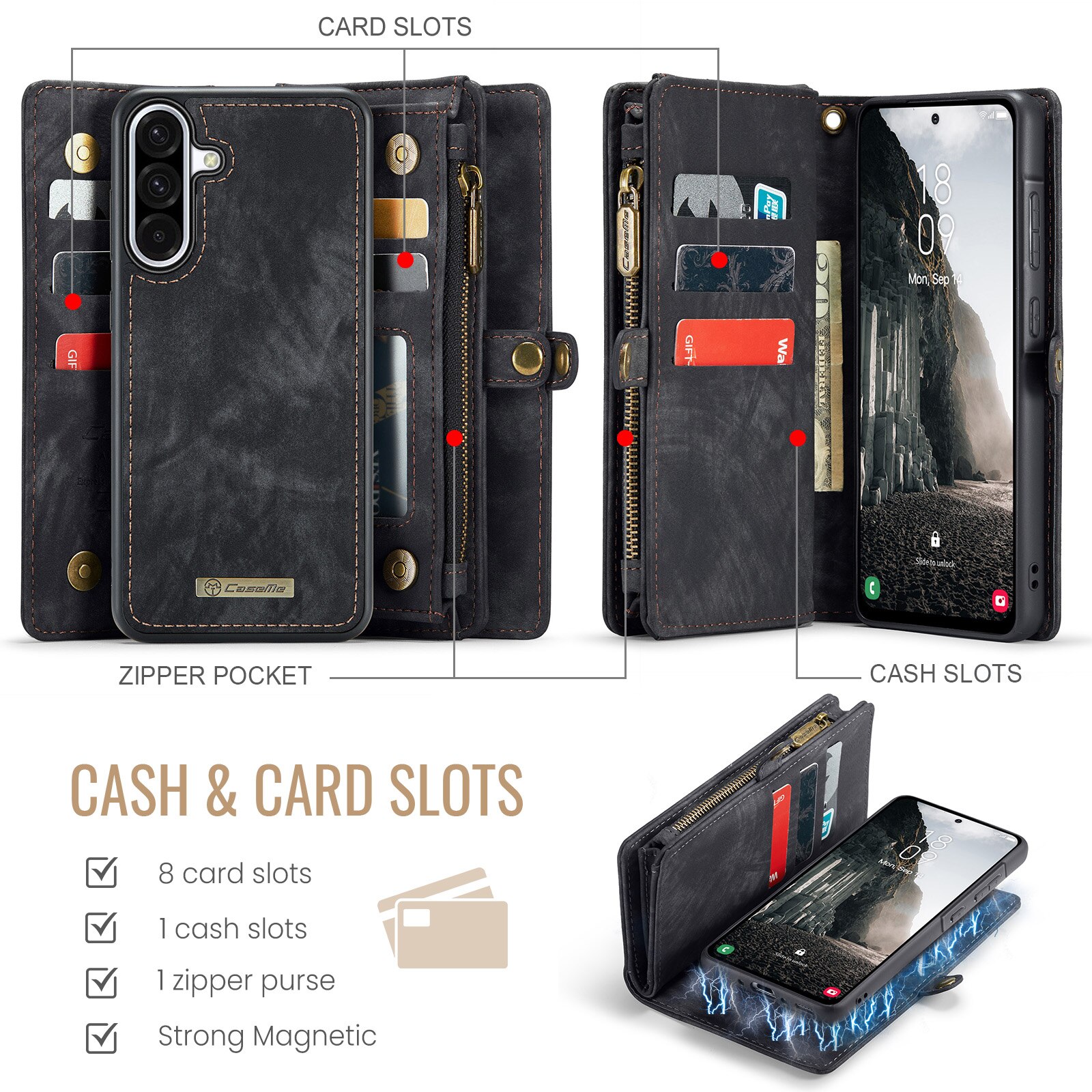 Multi-slot Mobiltaske Samsung Galaxy A17 Grå