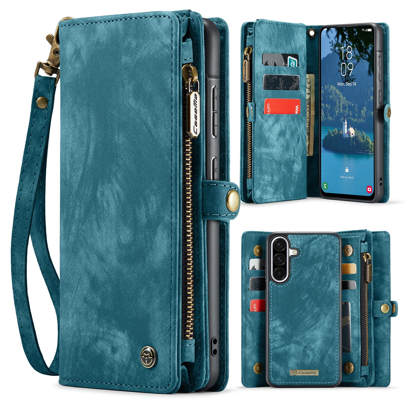 Multi-slot Mobiltaske Samsung Galaxy A17 Blå