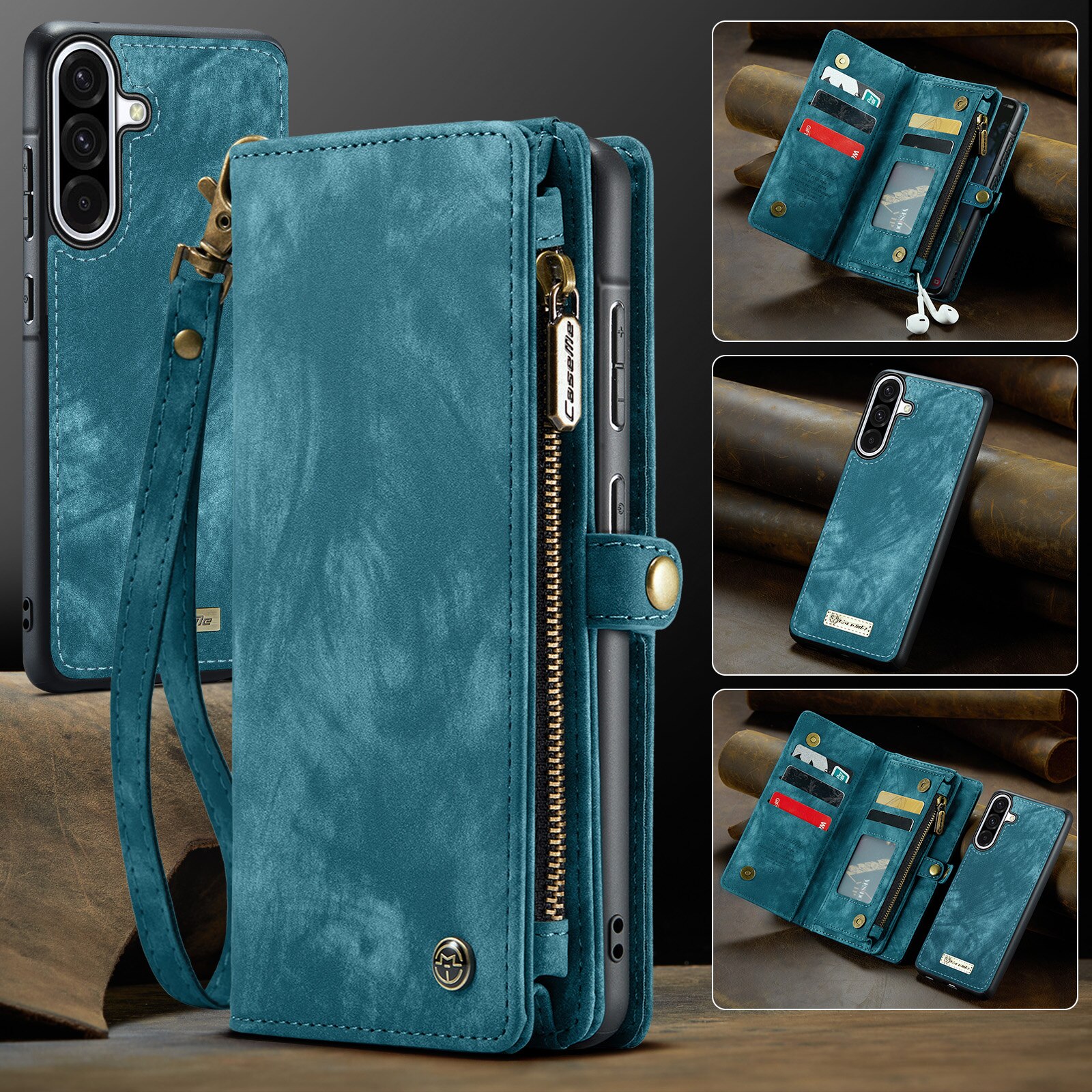 Multi-slot Mobiltaske Samsung Galaxy A17 Blå