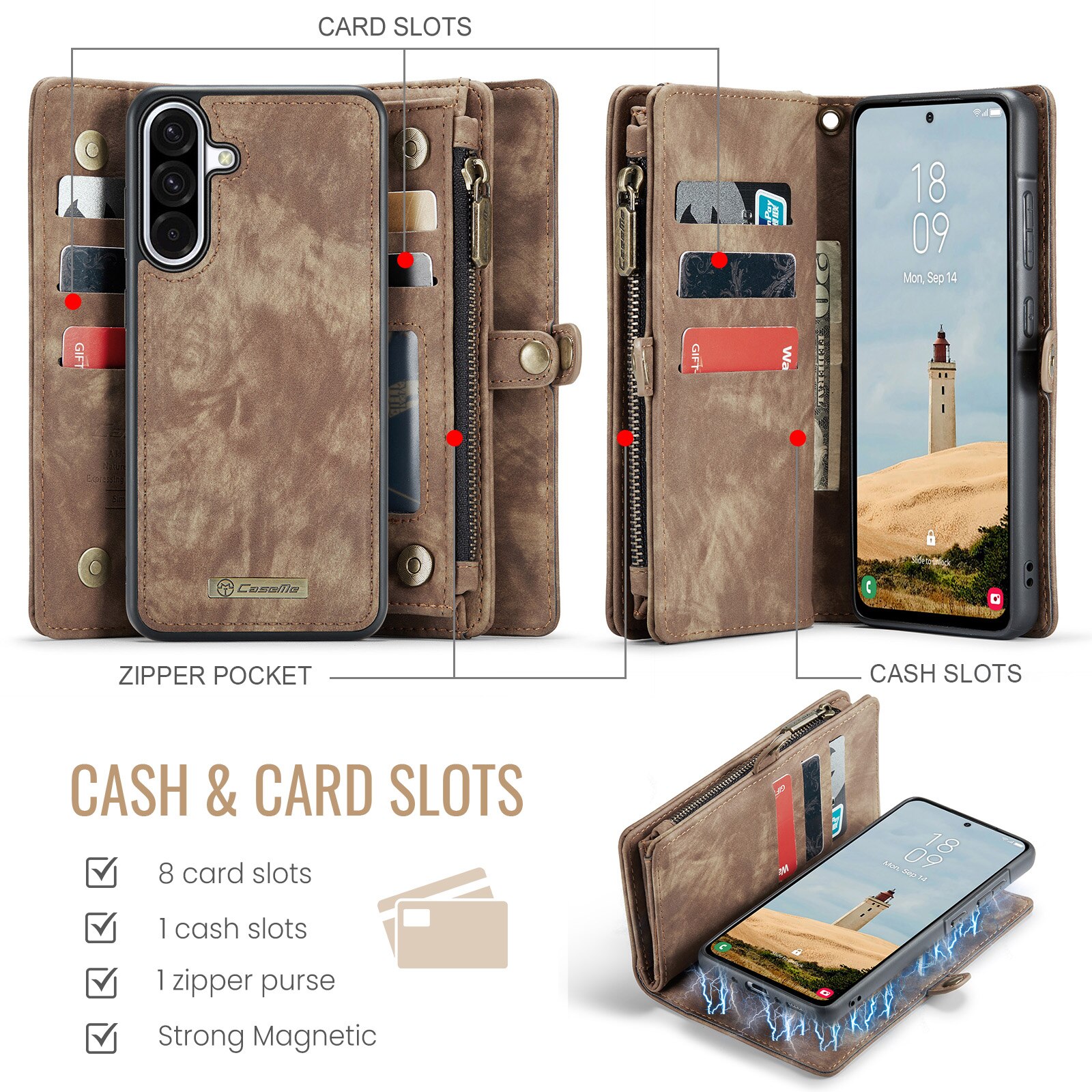 Multi-slot Mobiltaske Samsung Galaxy A17 Brun
