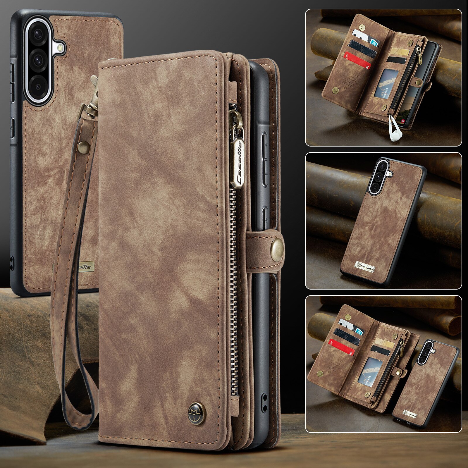 Multi-slot Mobiltaske Samsung Galaxy A17 Brun