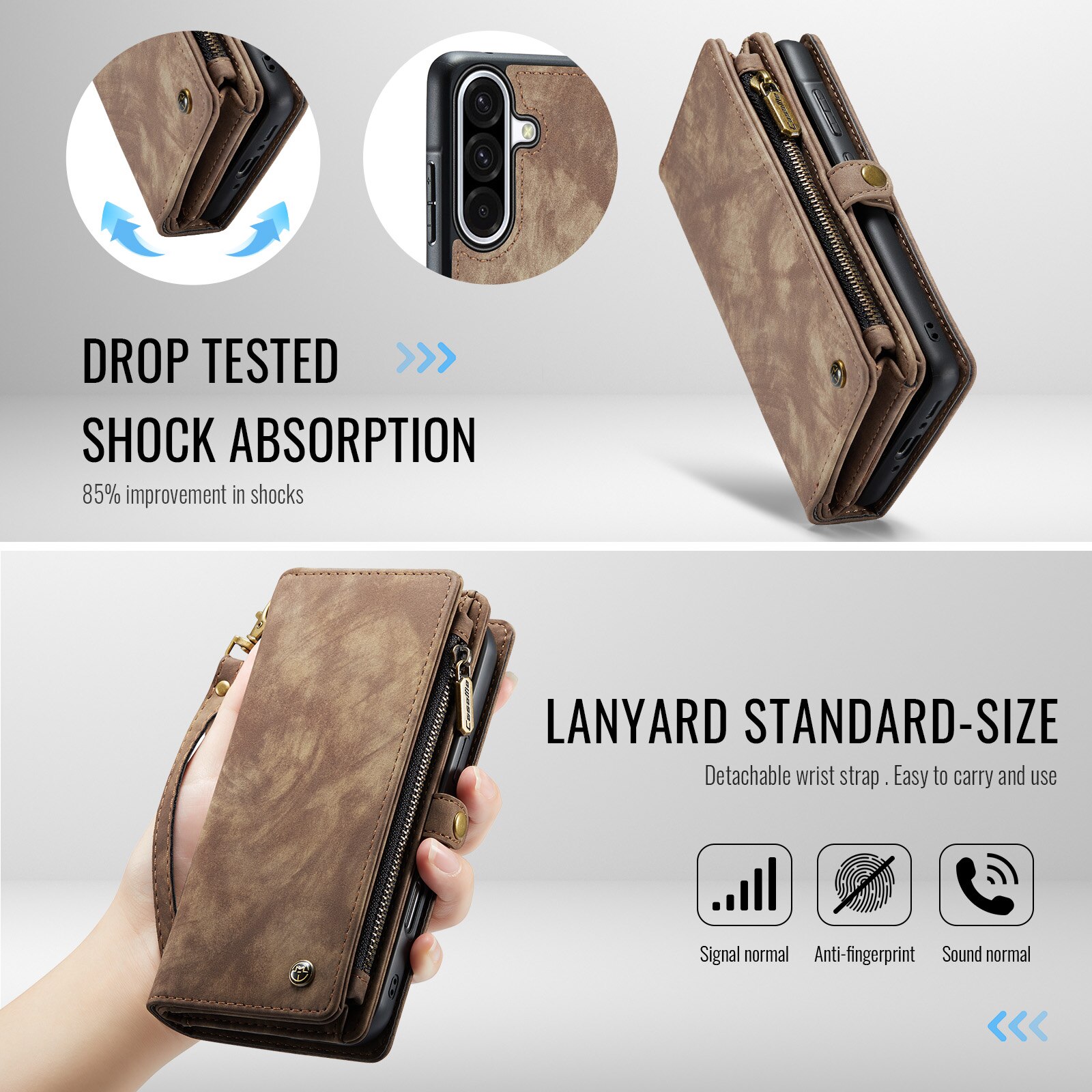 Multi-slot Mobiltaske Samsung Galaxy A17 Brun