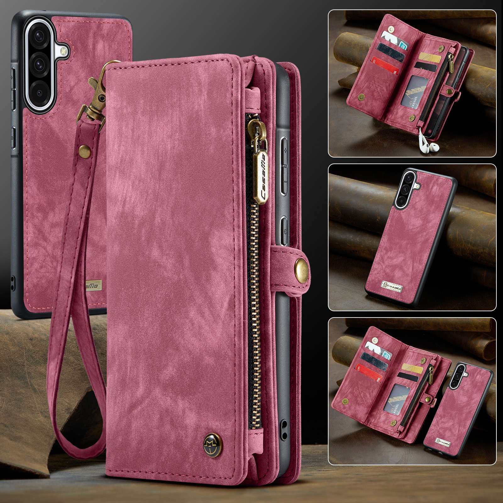 Multi-slot Mobiltaske Samsung Galaxy A17 Rød