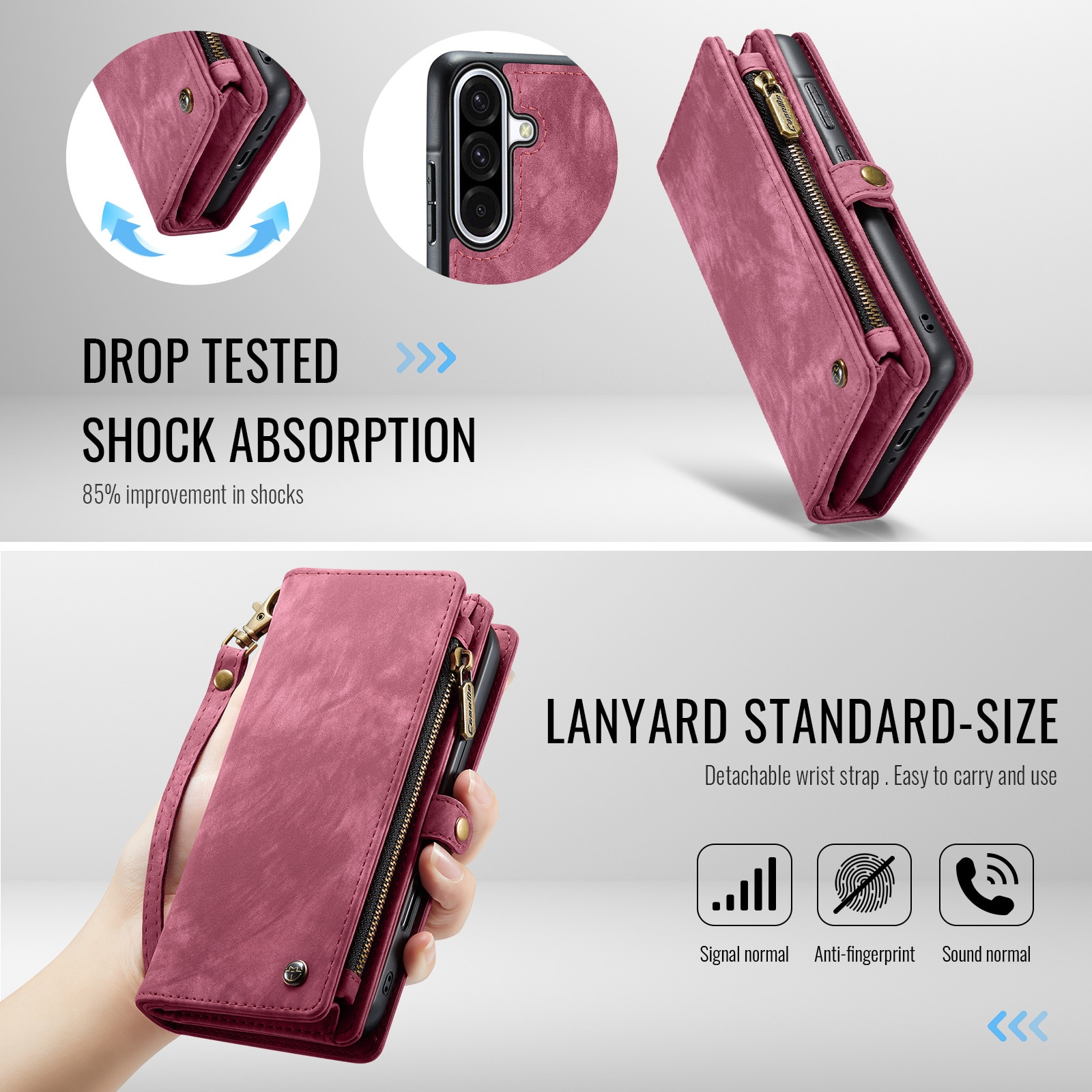 Multi-slot Mobiltaske Samsung Galaxy A17 Rød