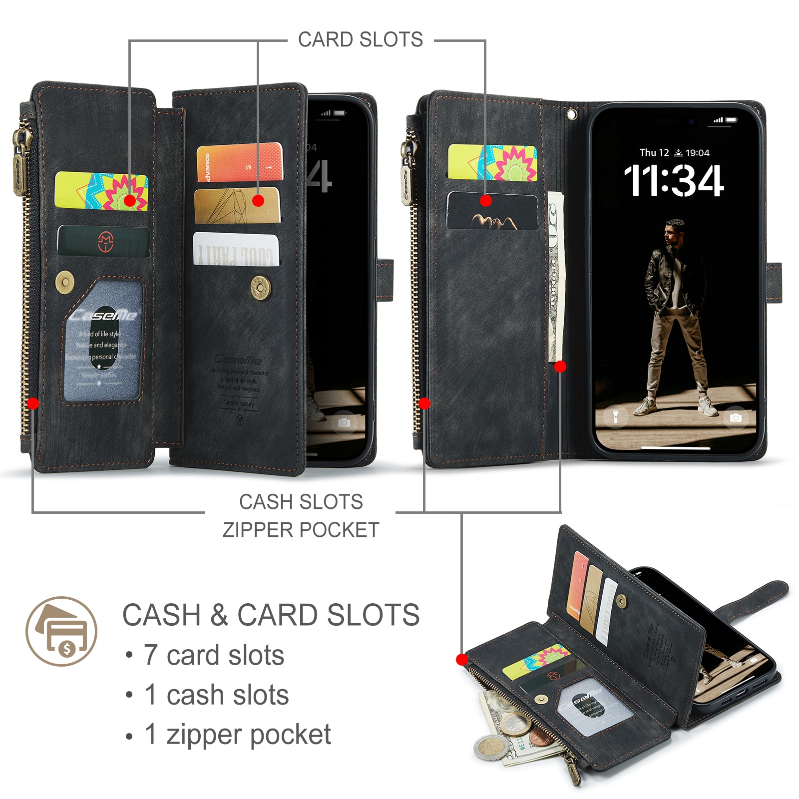 Zipper Wallet iPhone 17 Sort