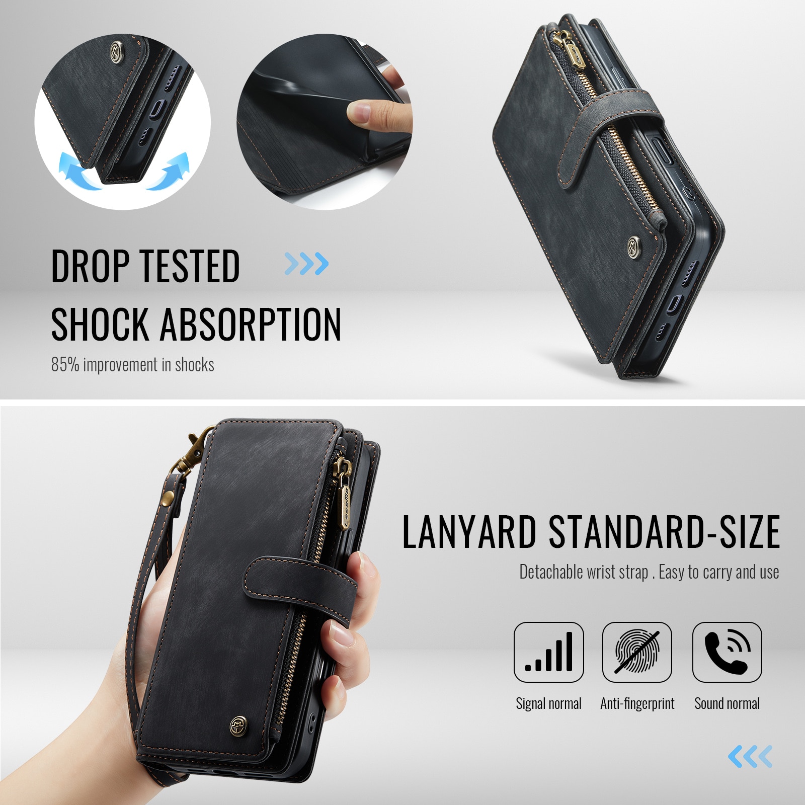 Zipper Wallet iPhone 17 Sort