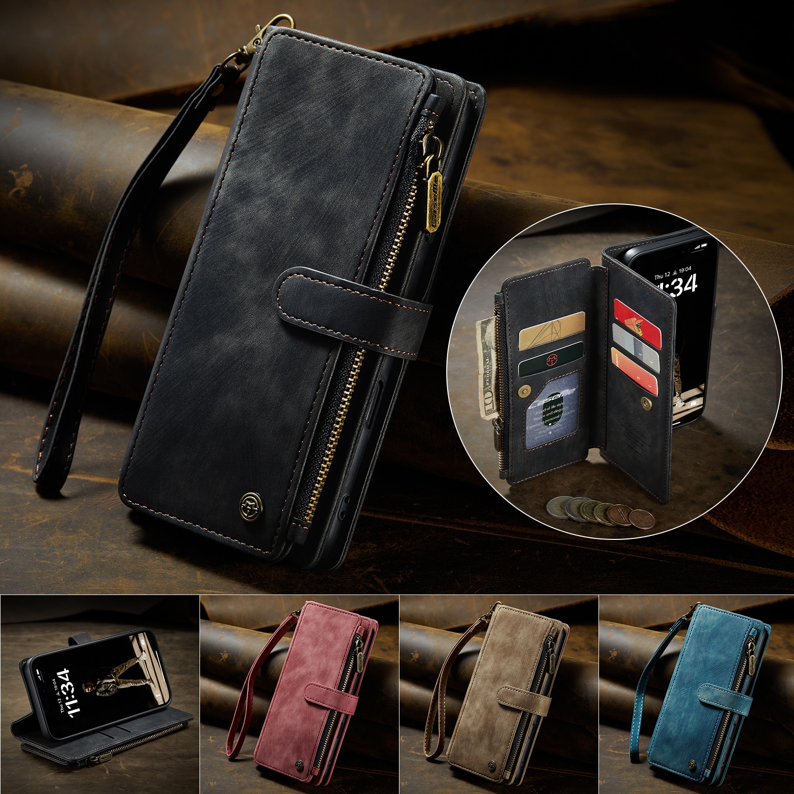Zipper Wallet iPhone 17 Sort