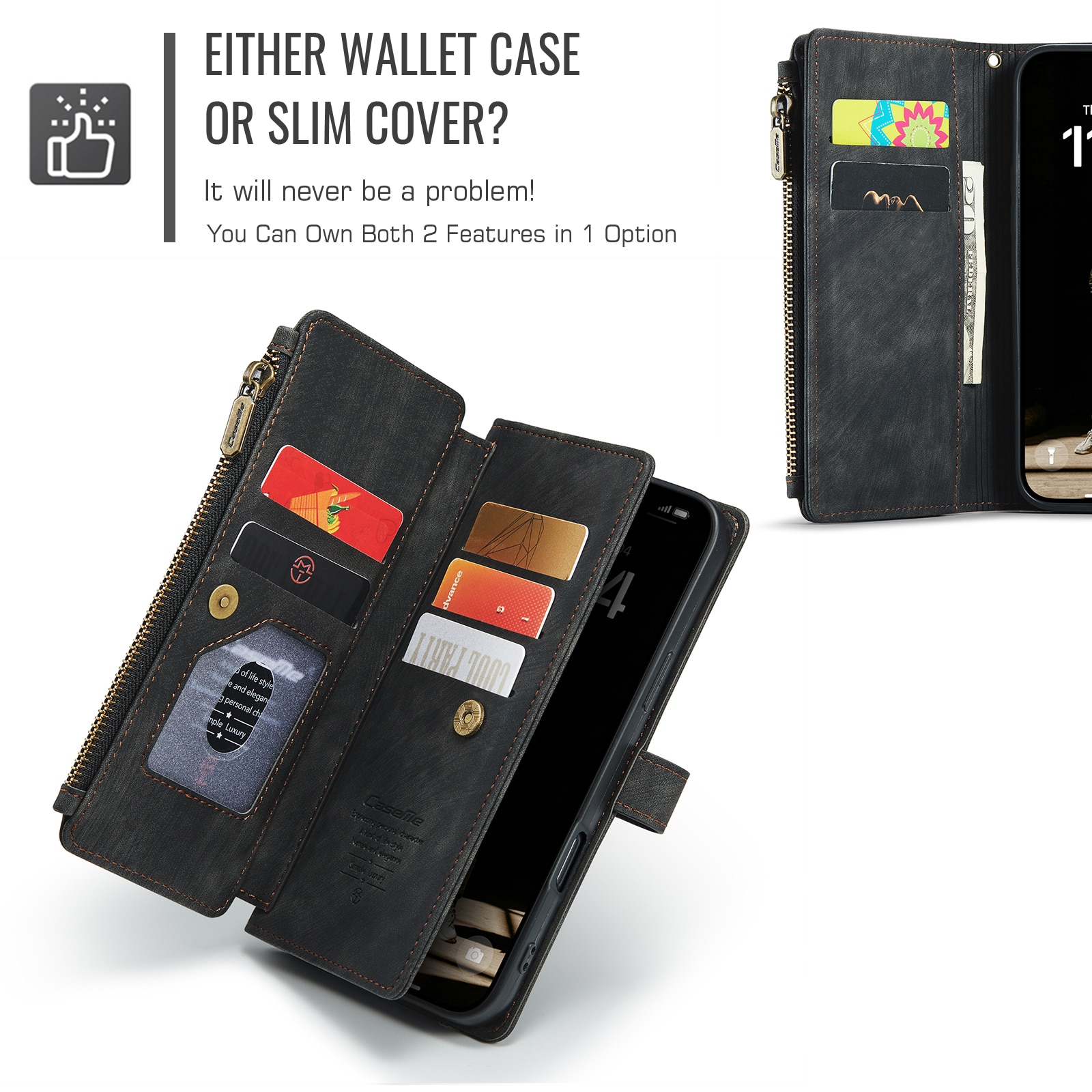 Zipper Wallet iPhone 17 Sort