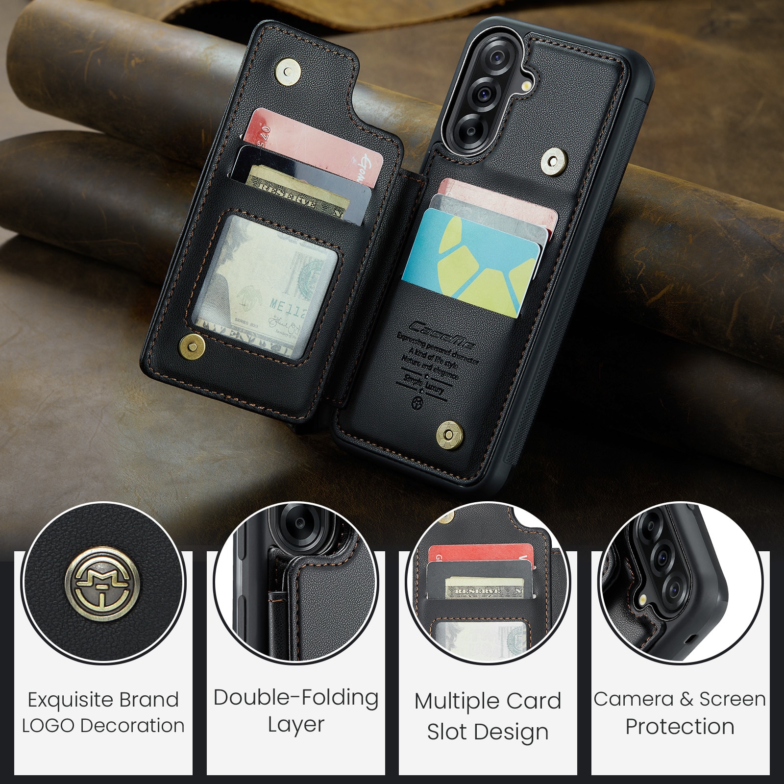 RFID blocking Tegnebog Cover Samsung Galaxy A17 sort