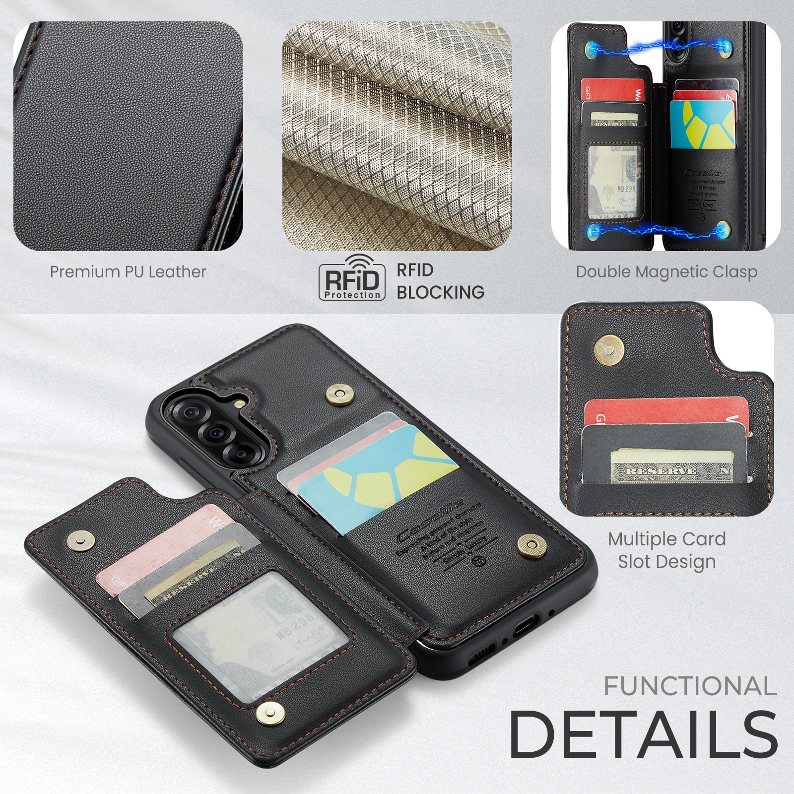RFID blocking Tegnebog Cover Samsung Galaxy A17 sort