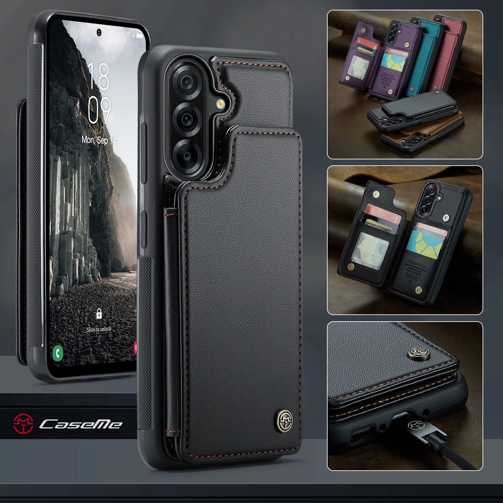 RFID blocking Tegnebog Cover Samsung Galaxy A17 sort