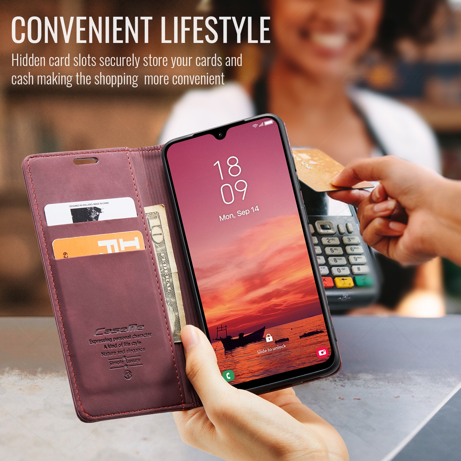 Slim Pung Etui Samsung Galaxy A17 Rød