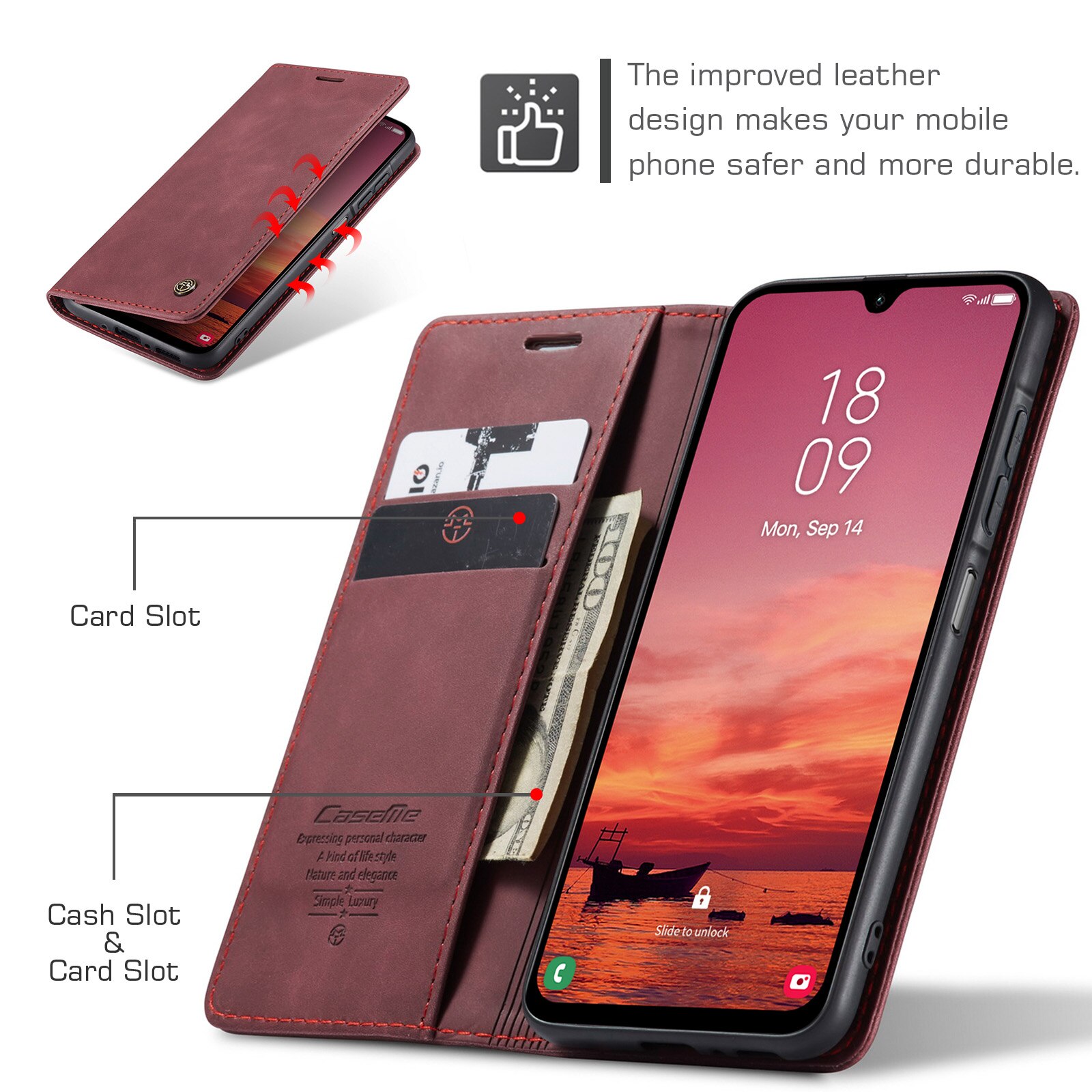 Slim Pung Etui Samsung Galaxy A17 Rød