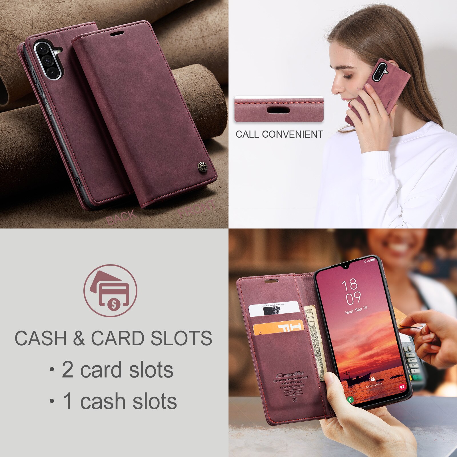Slim Pung Etui Samsung Galaxy A17 Rød