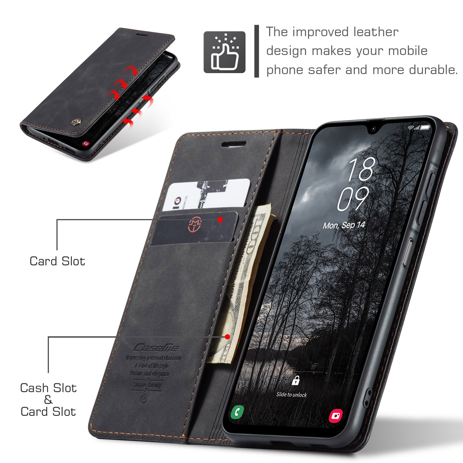 Slim Pung Etui Samsung Galaxy A17 Sort