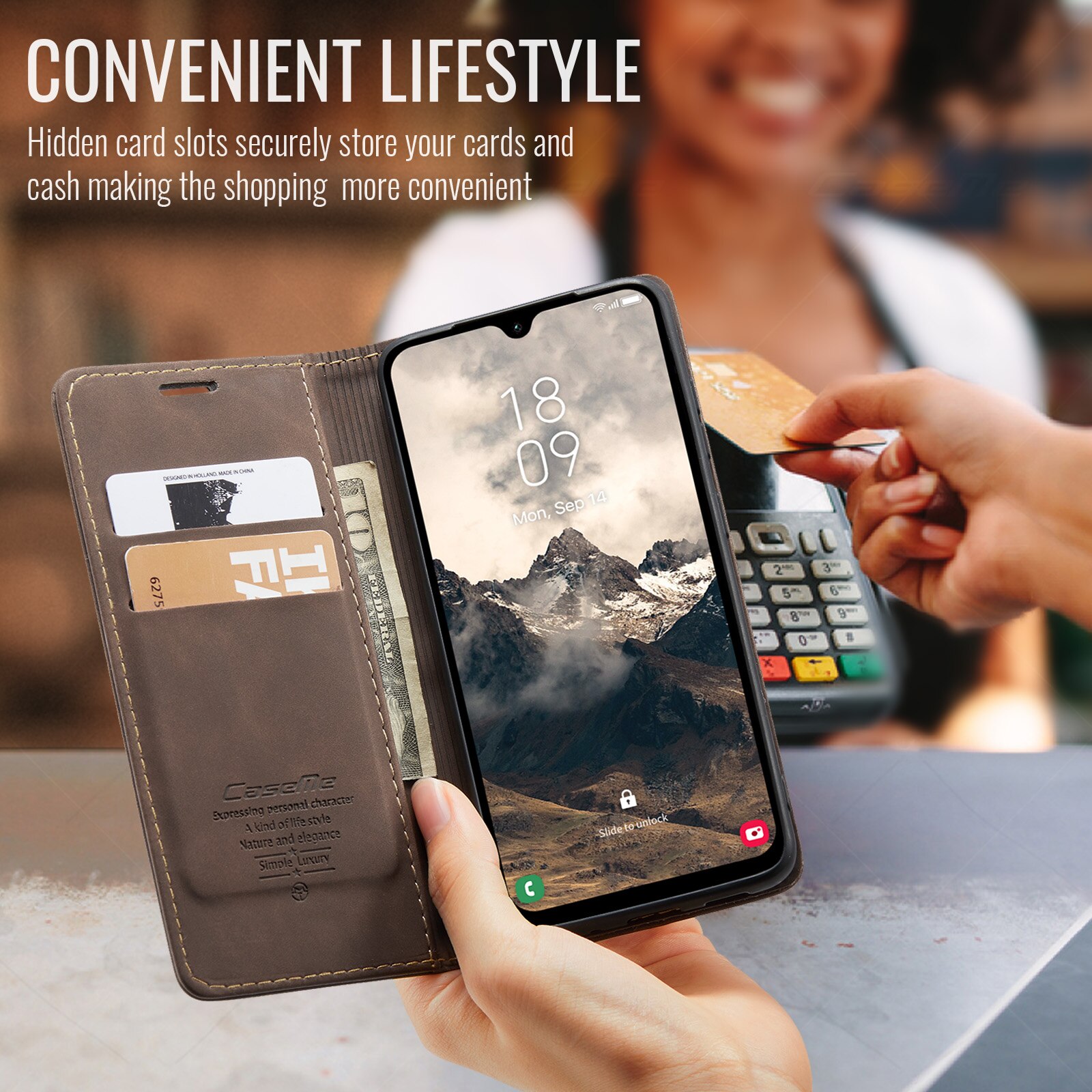 Slim Pung Etui Samsung Galaxy A17 Brun