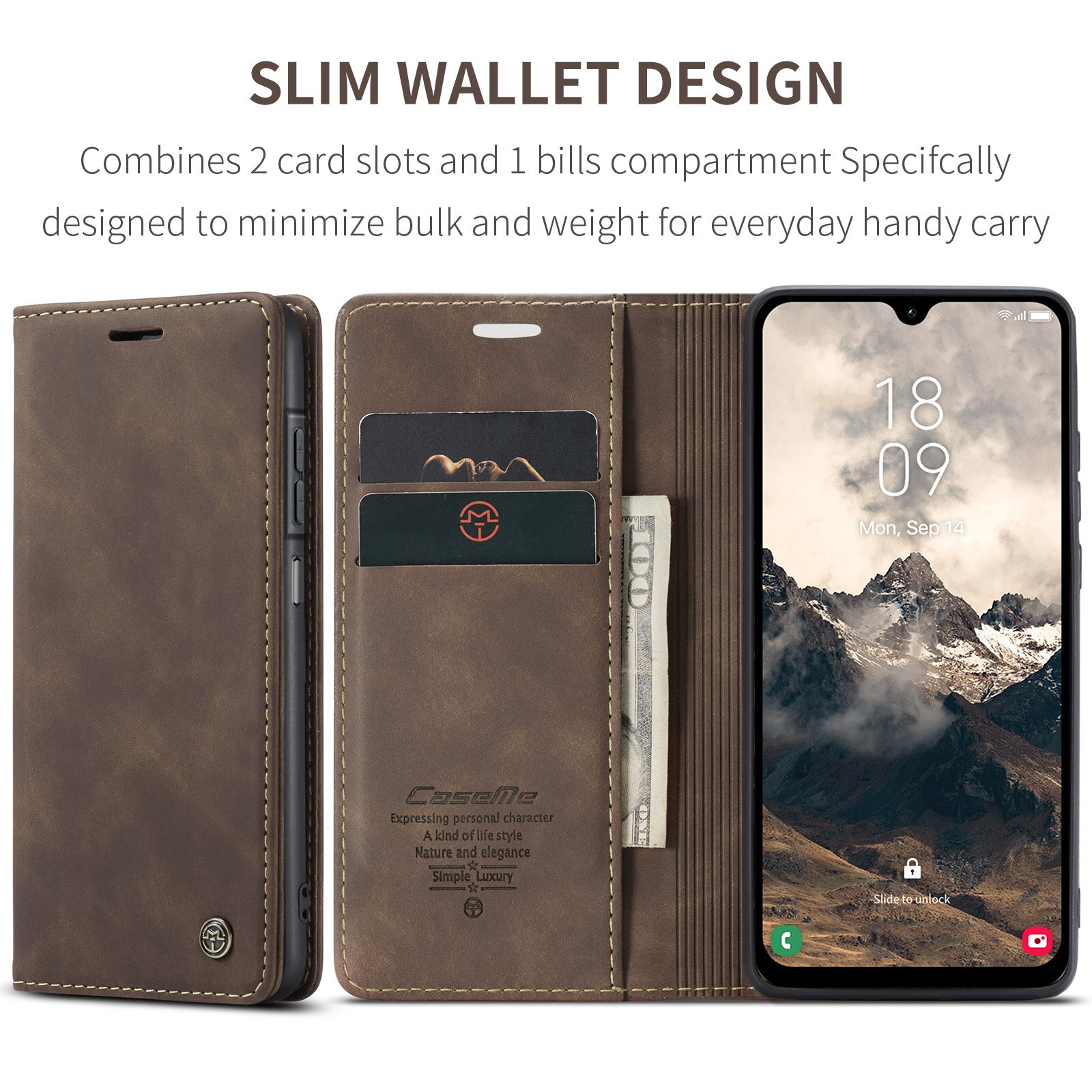 Slim Pung Etui Samsung Galaxy A17 Brun