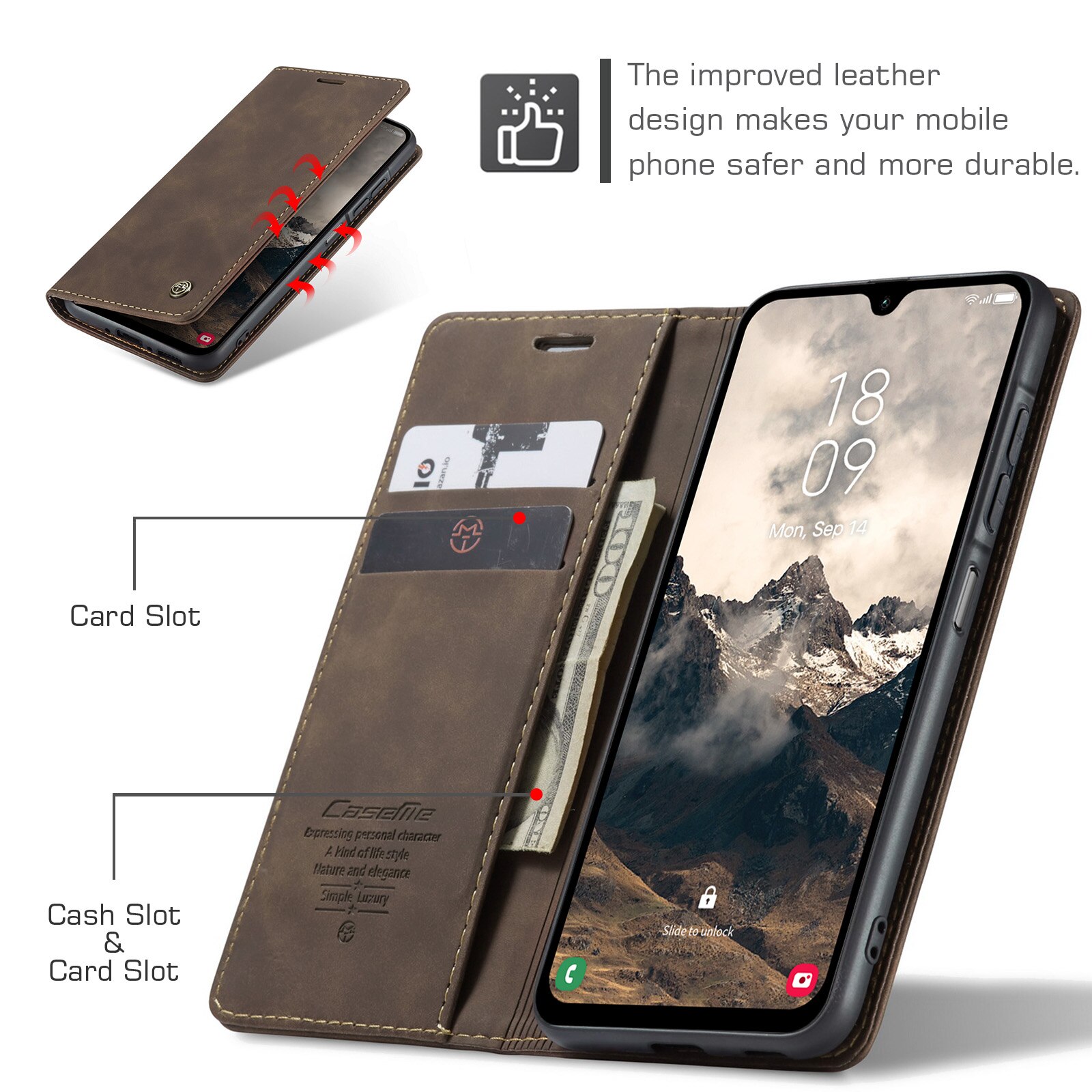 Slim Pung Etui Samsung Galaxy A17 Brun