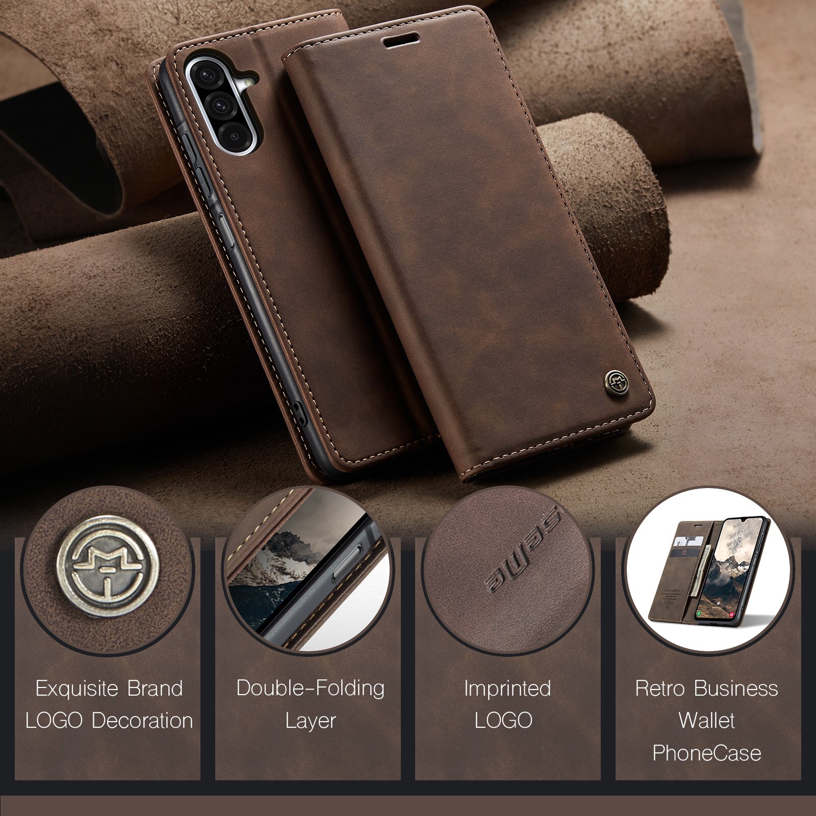 Slim Pung Etui Samsung Galaxy A17 Brun