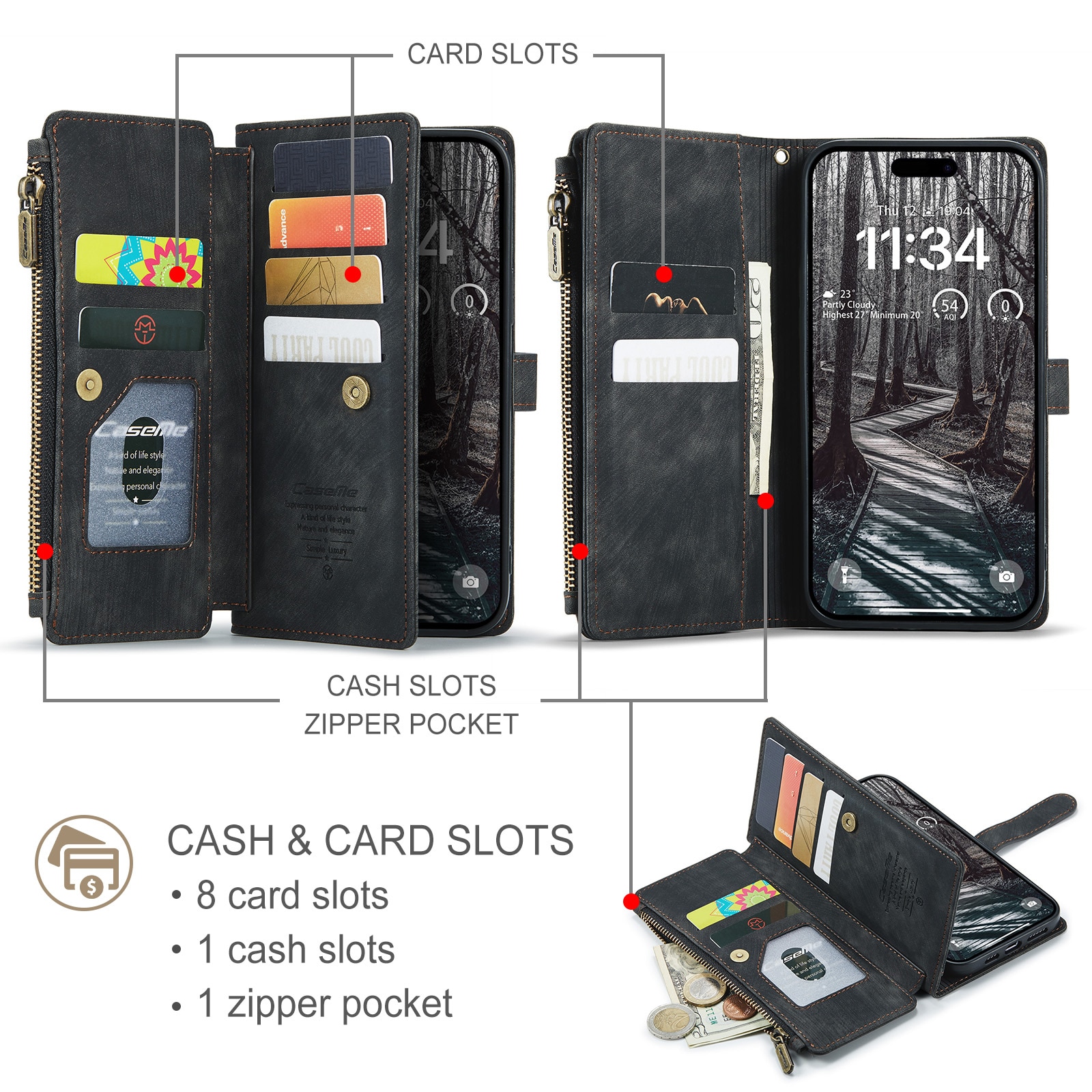Multi-slot Mobiltaske iPhone 17 Pro Grå