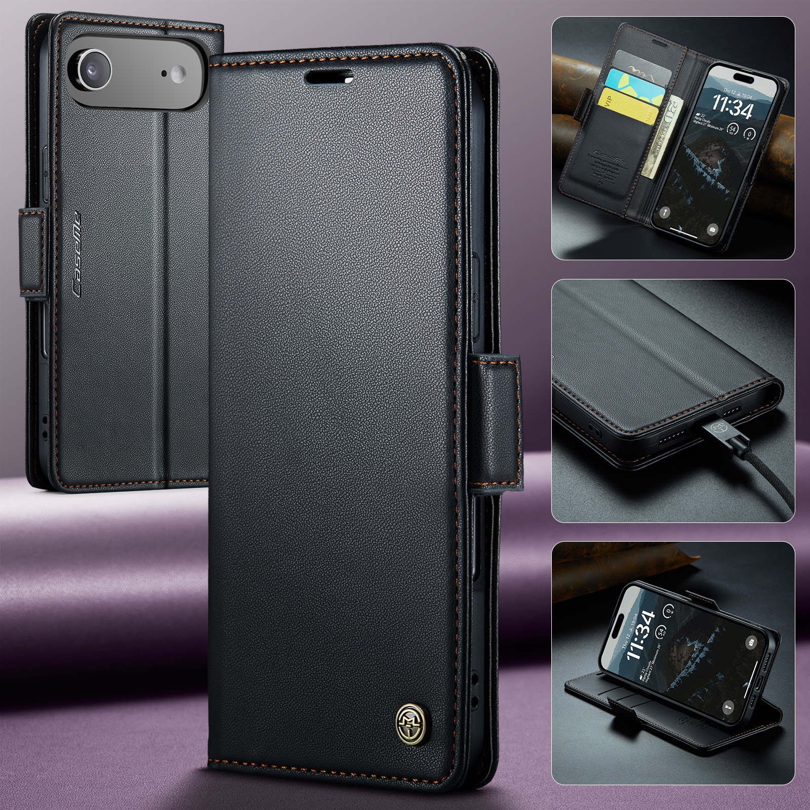 RFID blocking Slim Pung Etui iPhone 17 Air Sort