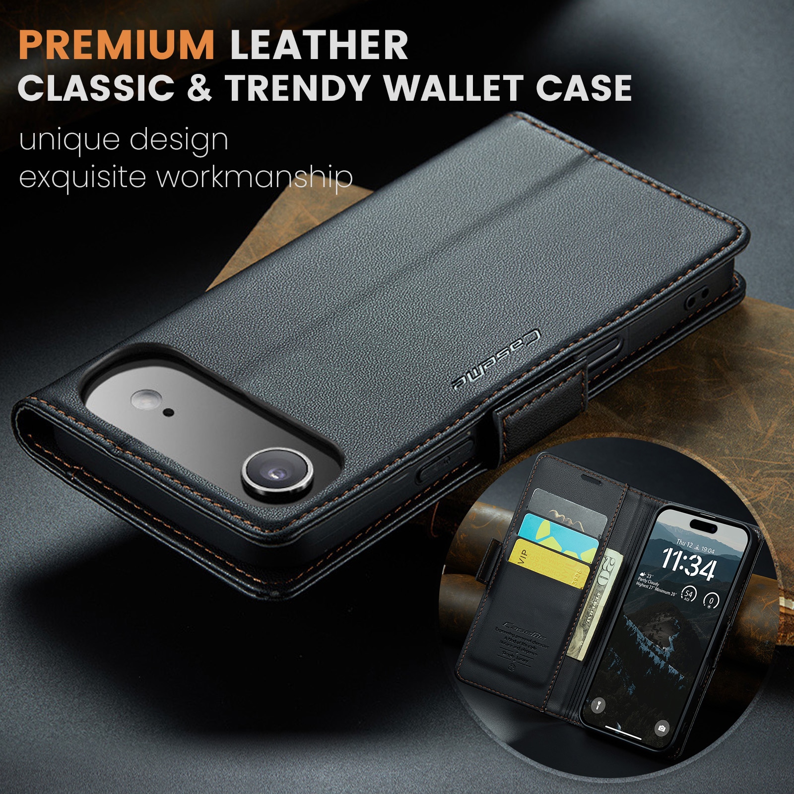 RFID blocking Slim Pung Etui iPhone 17 Air Sort