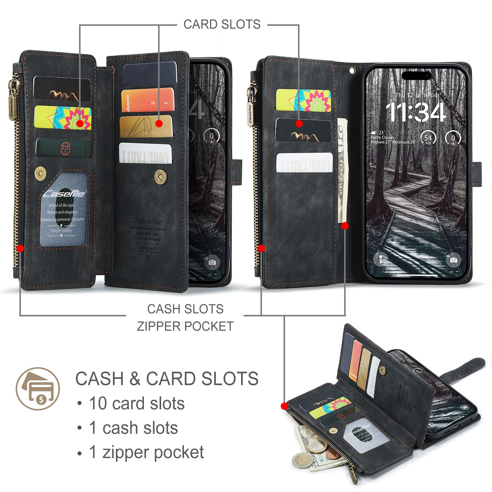 Zipper Wallet iPhone 17 Pro Max Sort