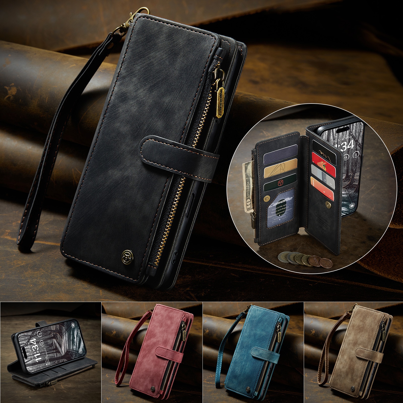 Zipper Wallet iPhone 17 Pro Max Sort
