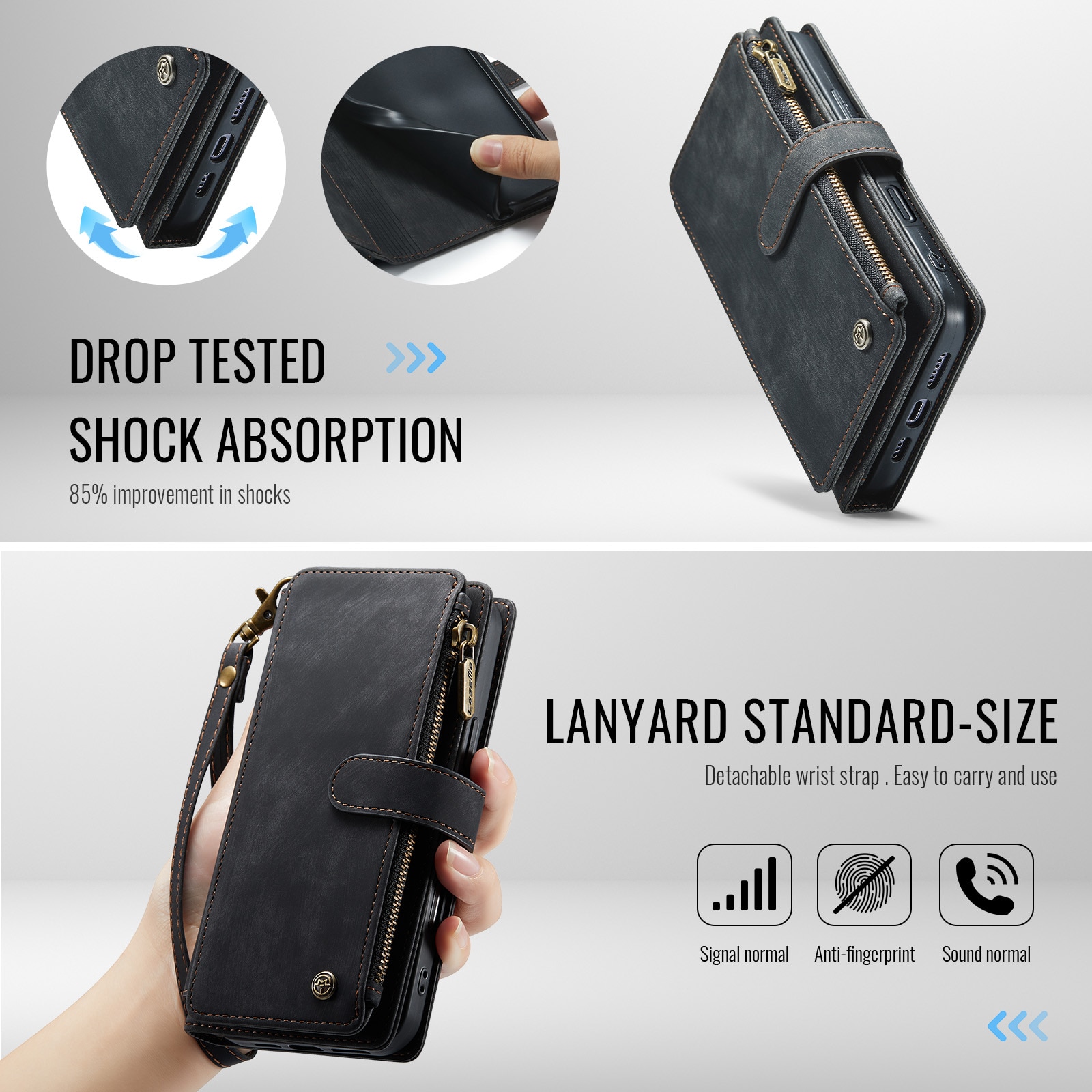 Zipper Wallet iPhone 17 Pro Max Sort