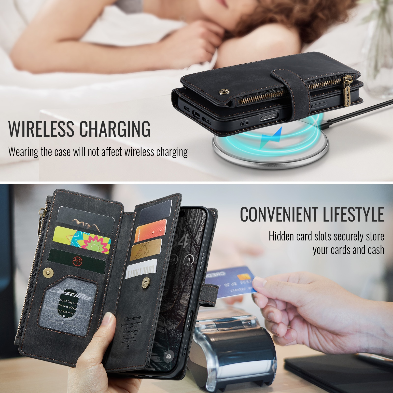 Zipper Wallet iPhone 17 Pro Max Sort