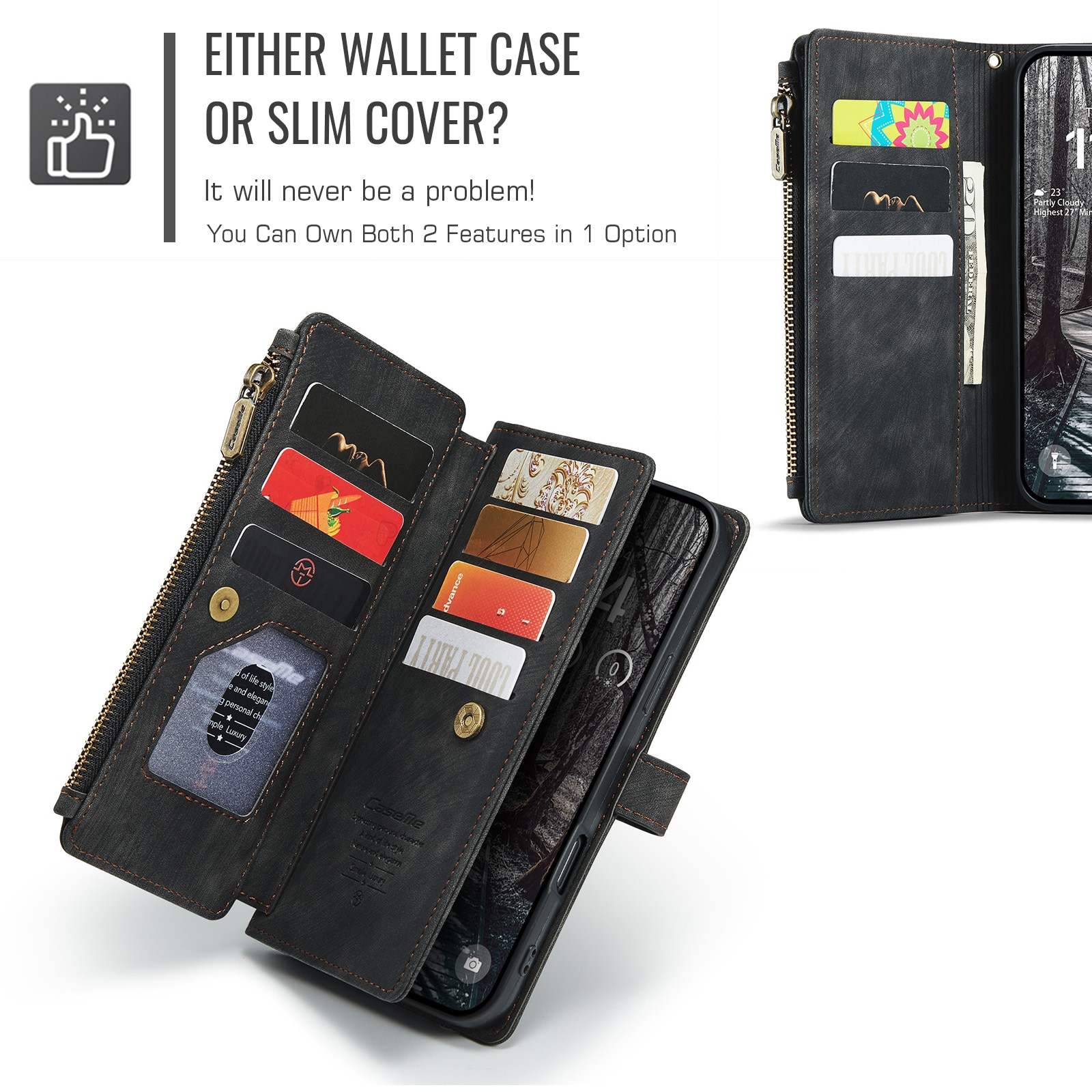 Zipper Wallet iPhone 17 Pro Max Sort