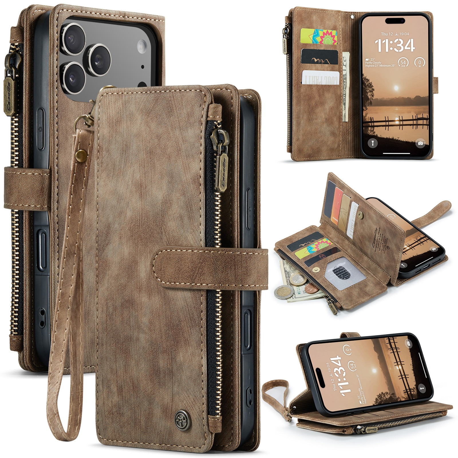 Zipper Wallet iPhone 17 Pro Max Brun