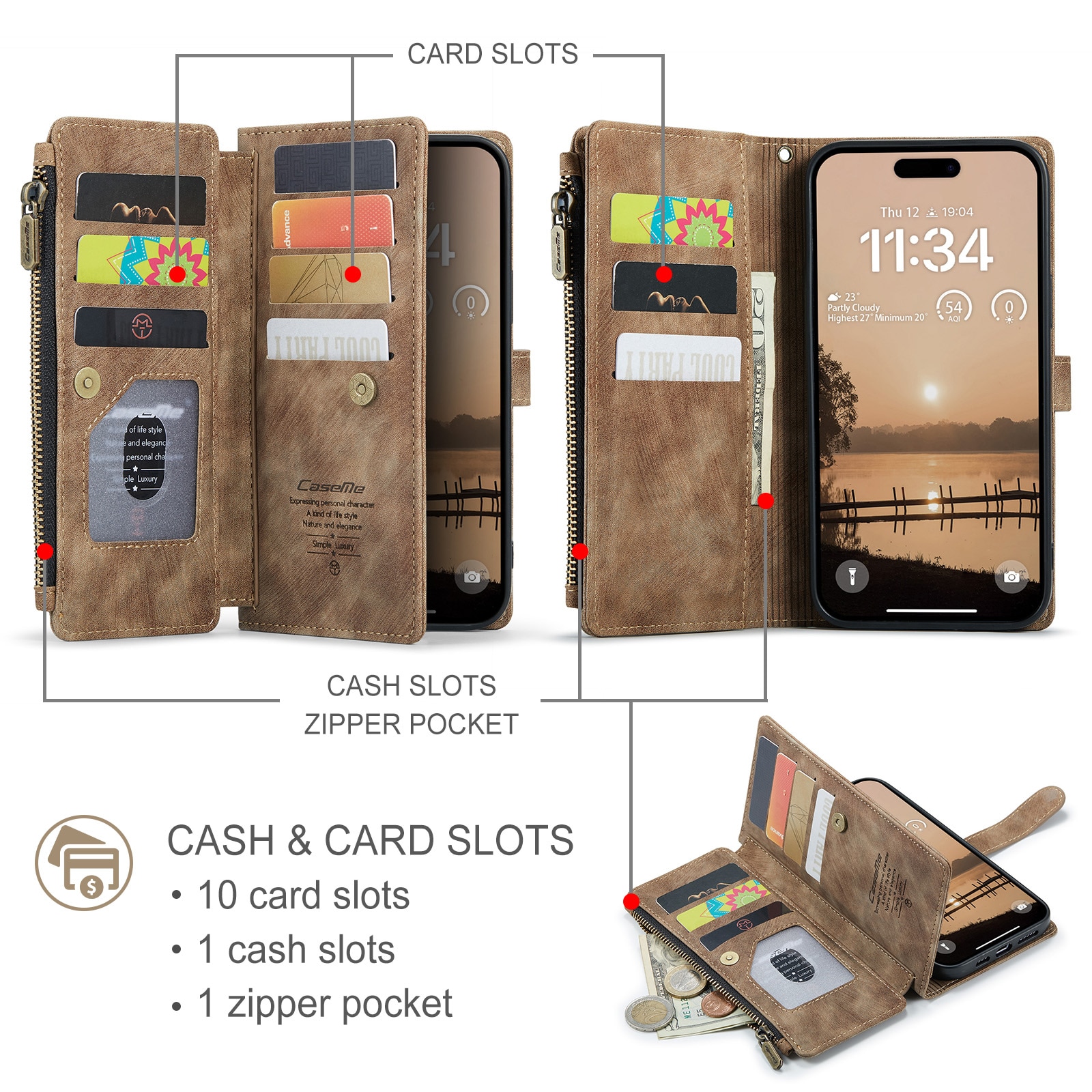 Zipper Wallet iPhone 17 Pro Max Brun