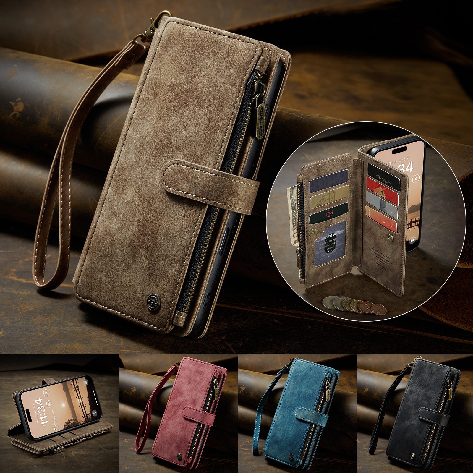 Zipper Wallet iPhone 17 Pro Max Brun