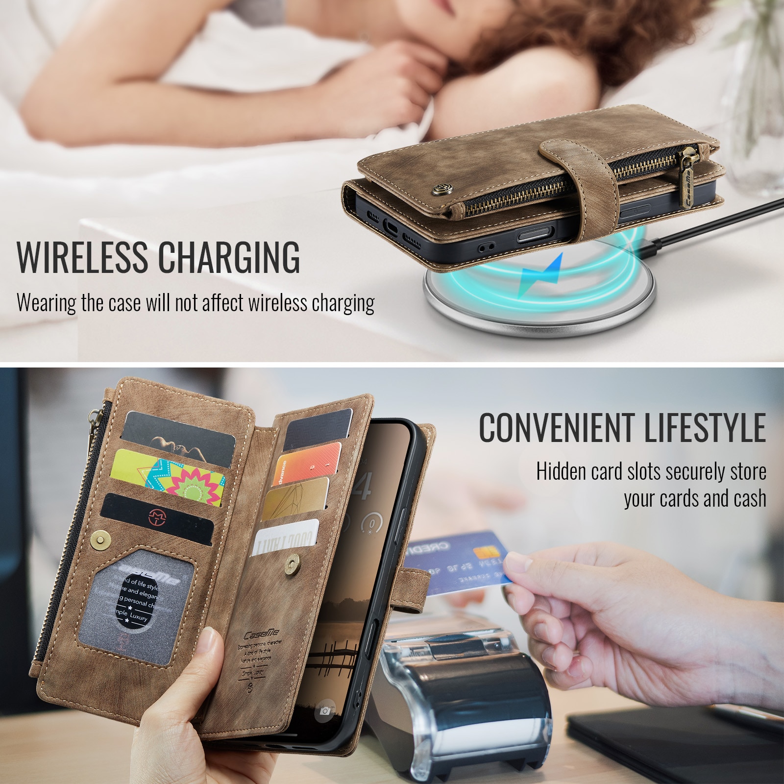 Zipper Wallet iPhone 17 Pro Max Brun