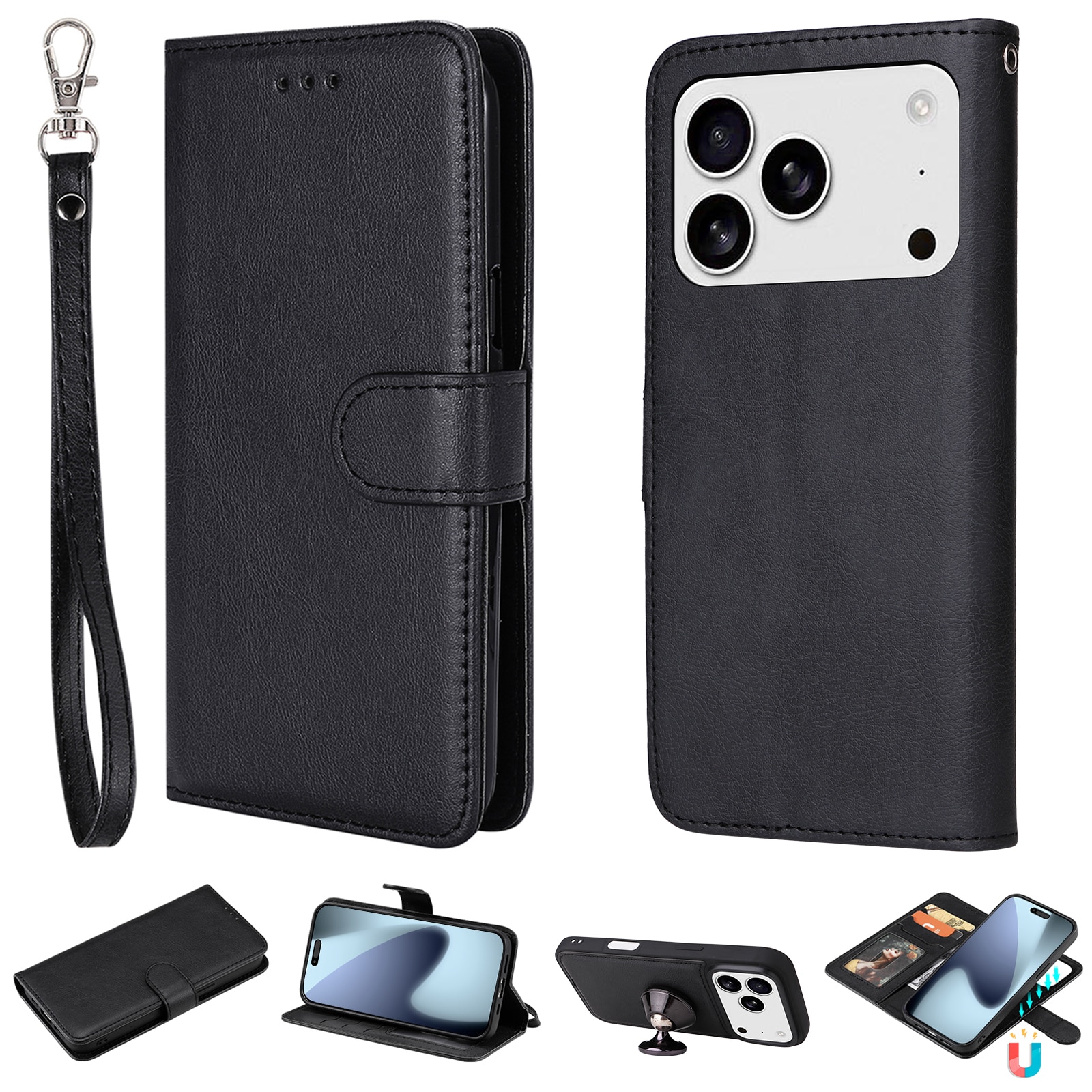 Magnetisk Wallet iPhone 17 Pro Sort